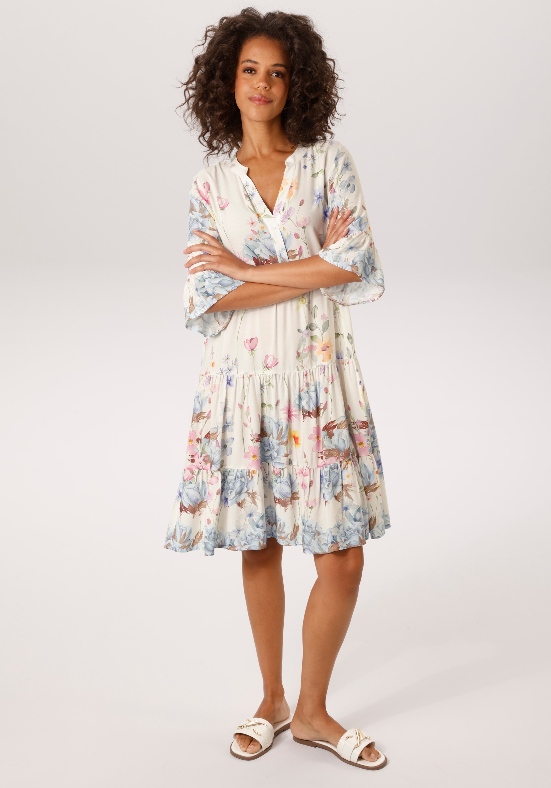 Image of Aniston CASUAL Tunikakleid mit malerischen Blumen bedruckt