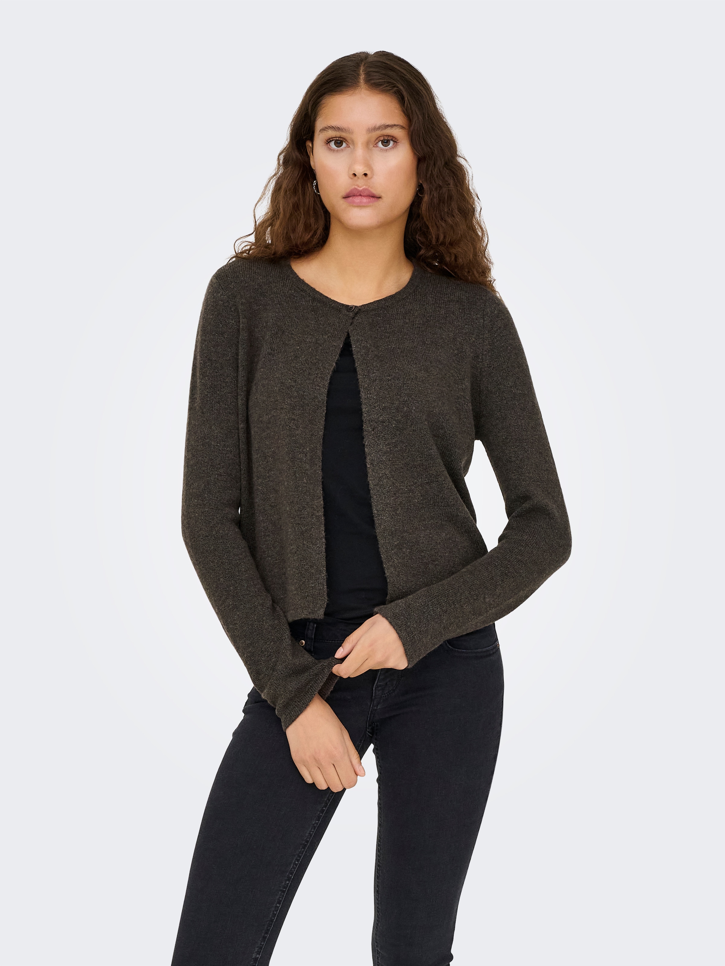 JDY Strickjacke »JDYRUE LIFE L/S ONEBUTTON CARDI KNT NOOS« Materialmix
