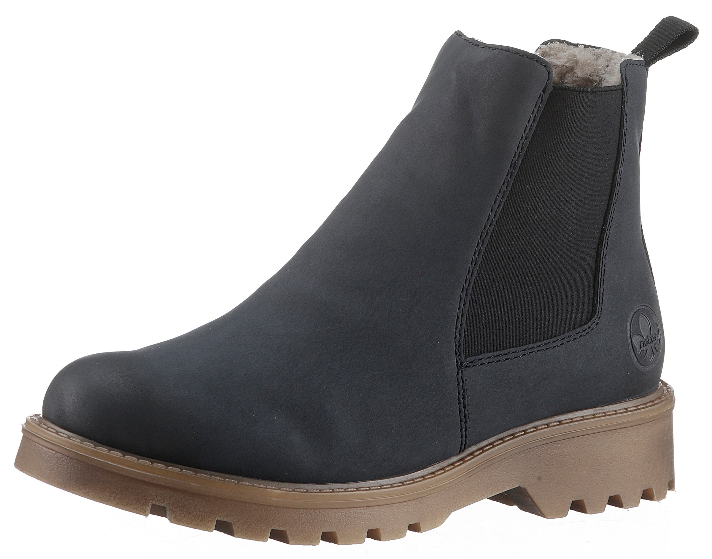 Rieker Chelseaboots, Schlupfboots, Stiefelette, Blockabsatz, mit kuscheligem Warmfutter