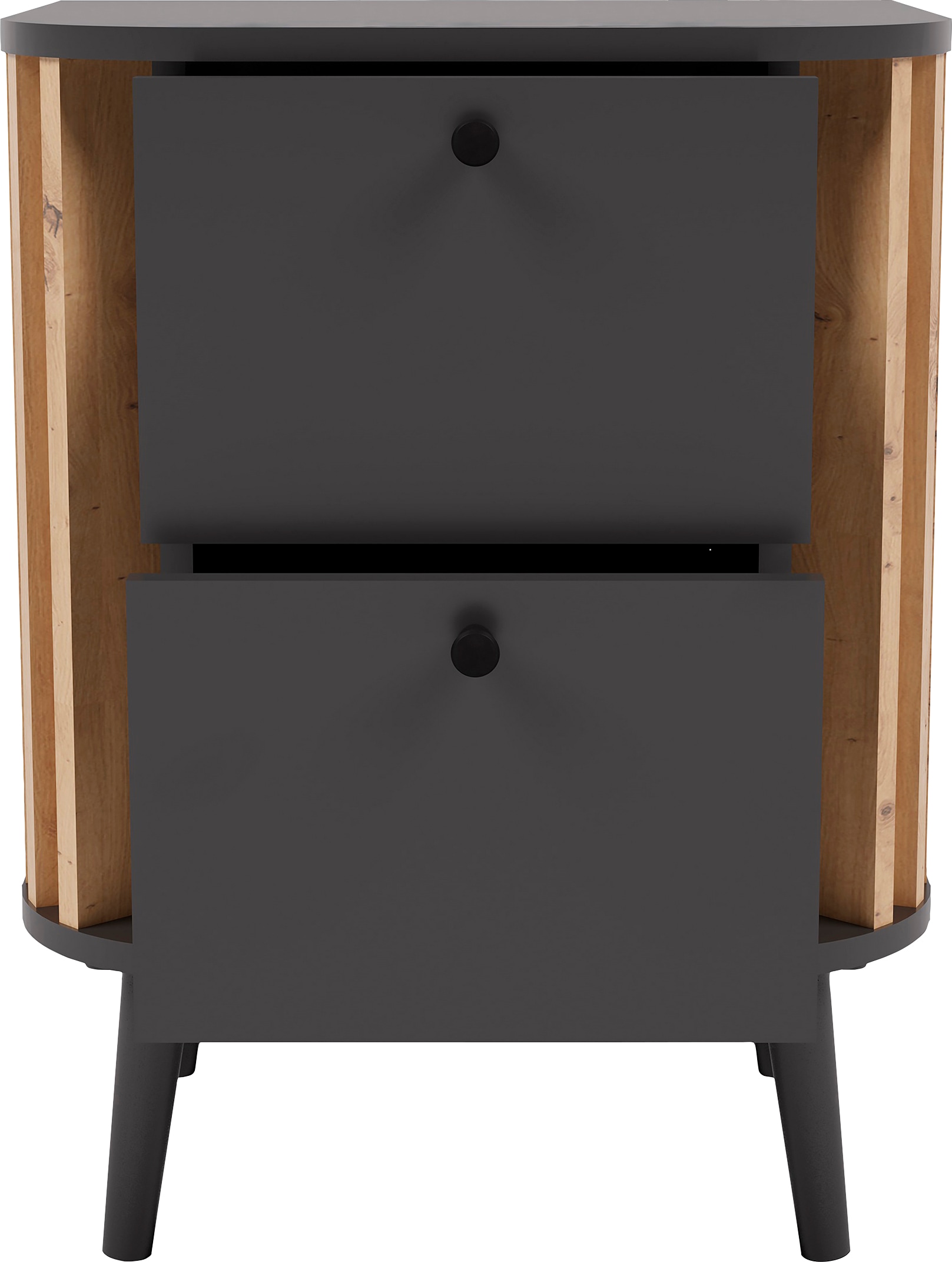 INOSIGN Commode »Stavanger, Höhe 60 cm, Paneel-Stäbchen-Optik, 2 Schubkästen« 1 cuis tlg. Nachtkonsole, Nachttisch, Nako, Kommode