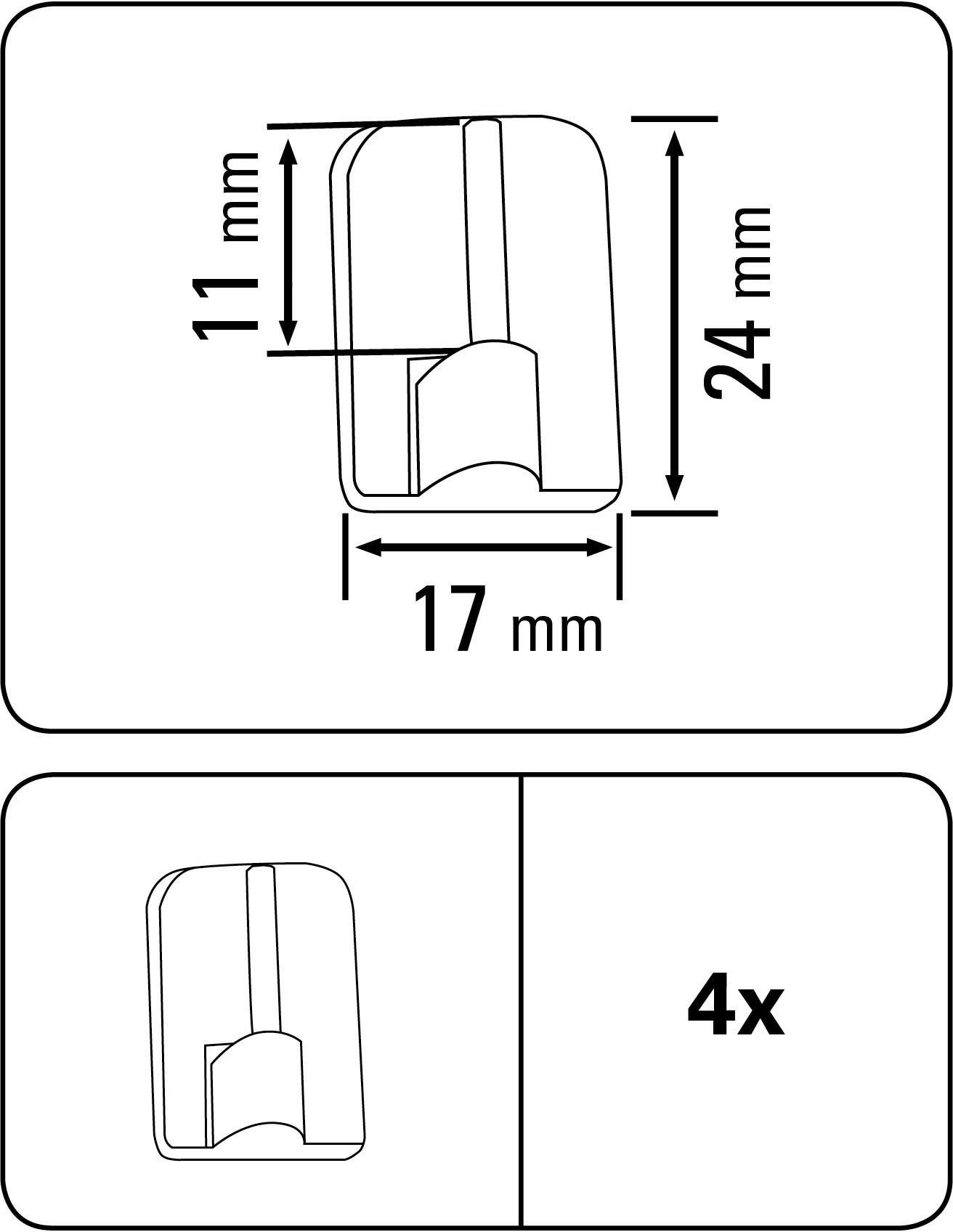 GARDINIA Gardinenstangenhalter, (Set, 4 St.), Serie Vitragestange flachoval  Ø 11 mm
