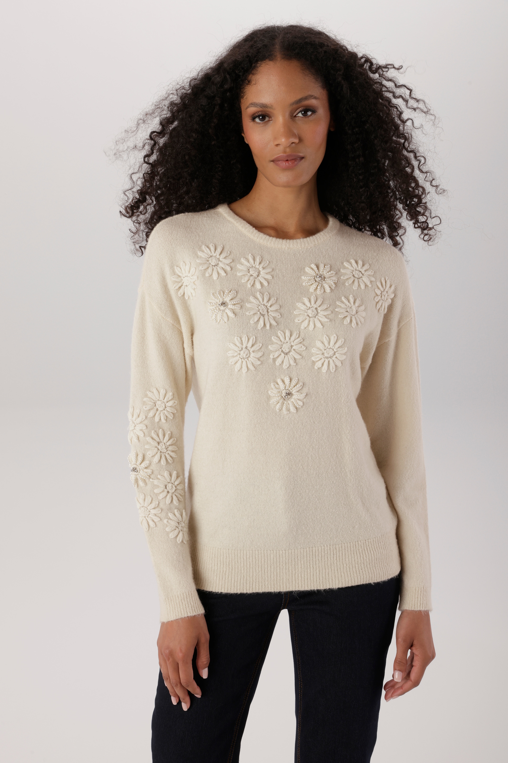 Image of Aniston SELECTED Strickpullover mit Glitzersteinen und Kunstperlen verziert - NEUE KOLLEKTION