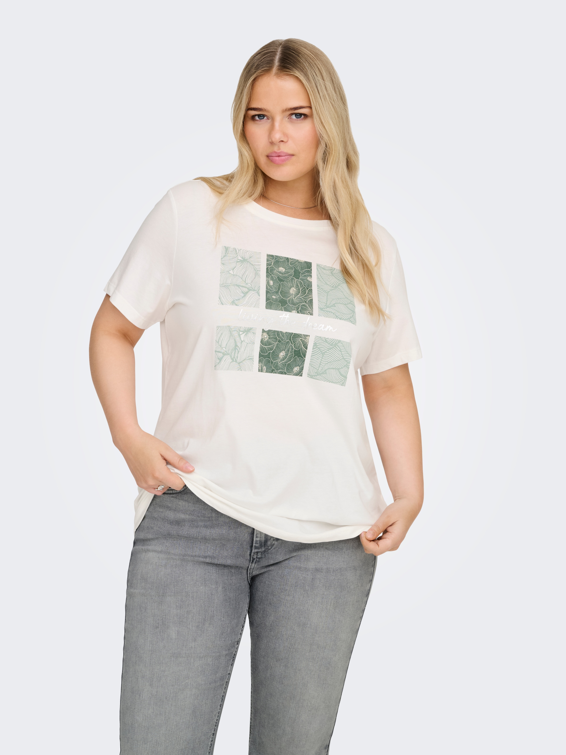 Image of ONLY CARMAKOMA Kurzarmshirt "CARCRUZ LIFE SS O-NECK REG TEE JRS" Baumwolle, regular fit
