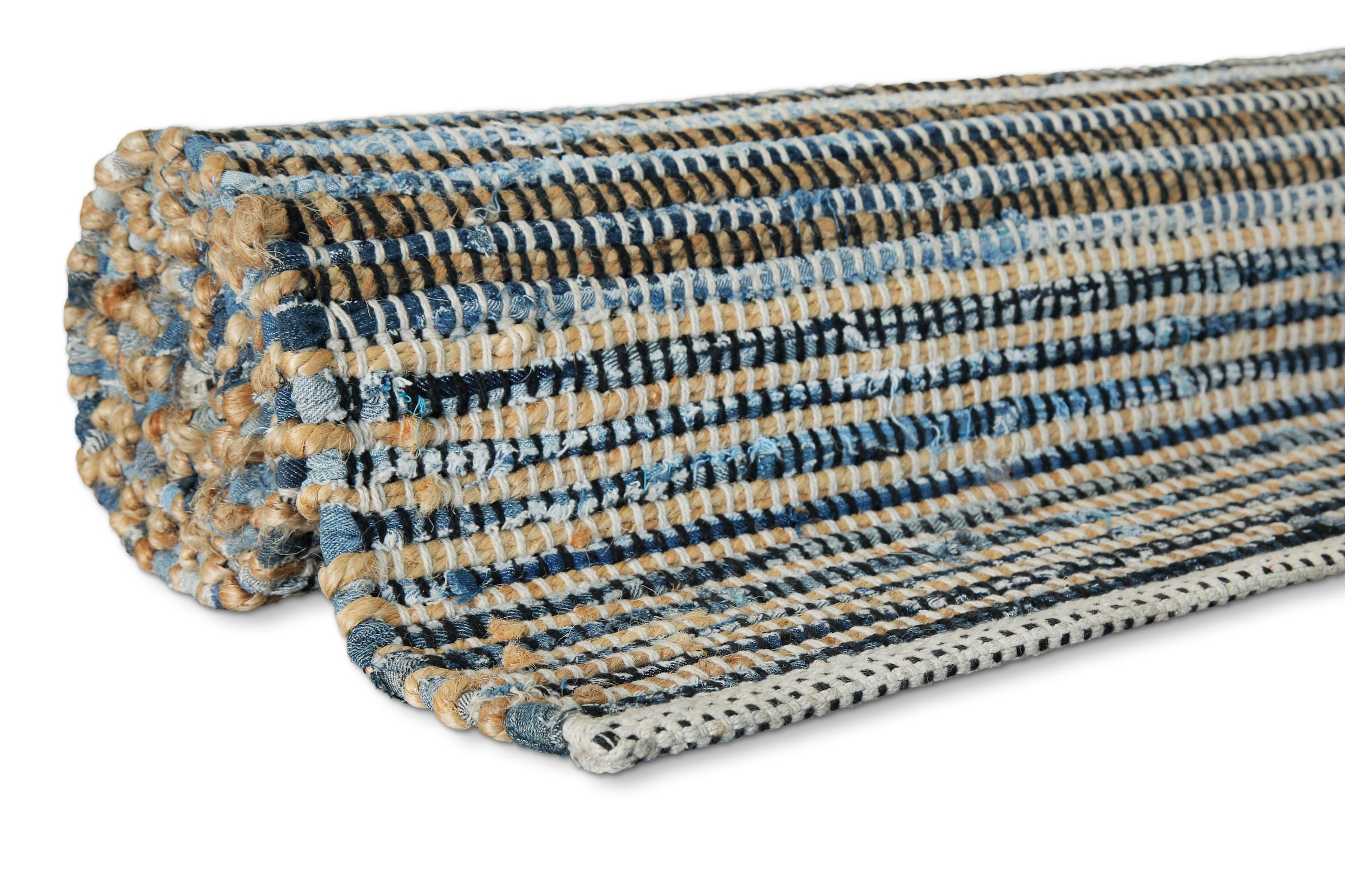 Wecon home Teppich »Denim Feels« rechteckig 6 mm Höhe handgewebt, robust, pflegeleicht, skandi, Natur, Jute, Wohnzimmer