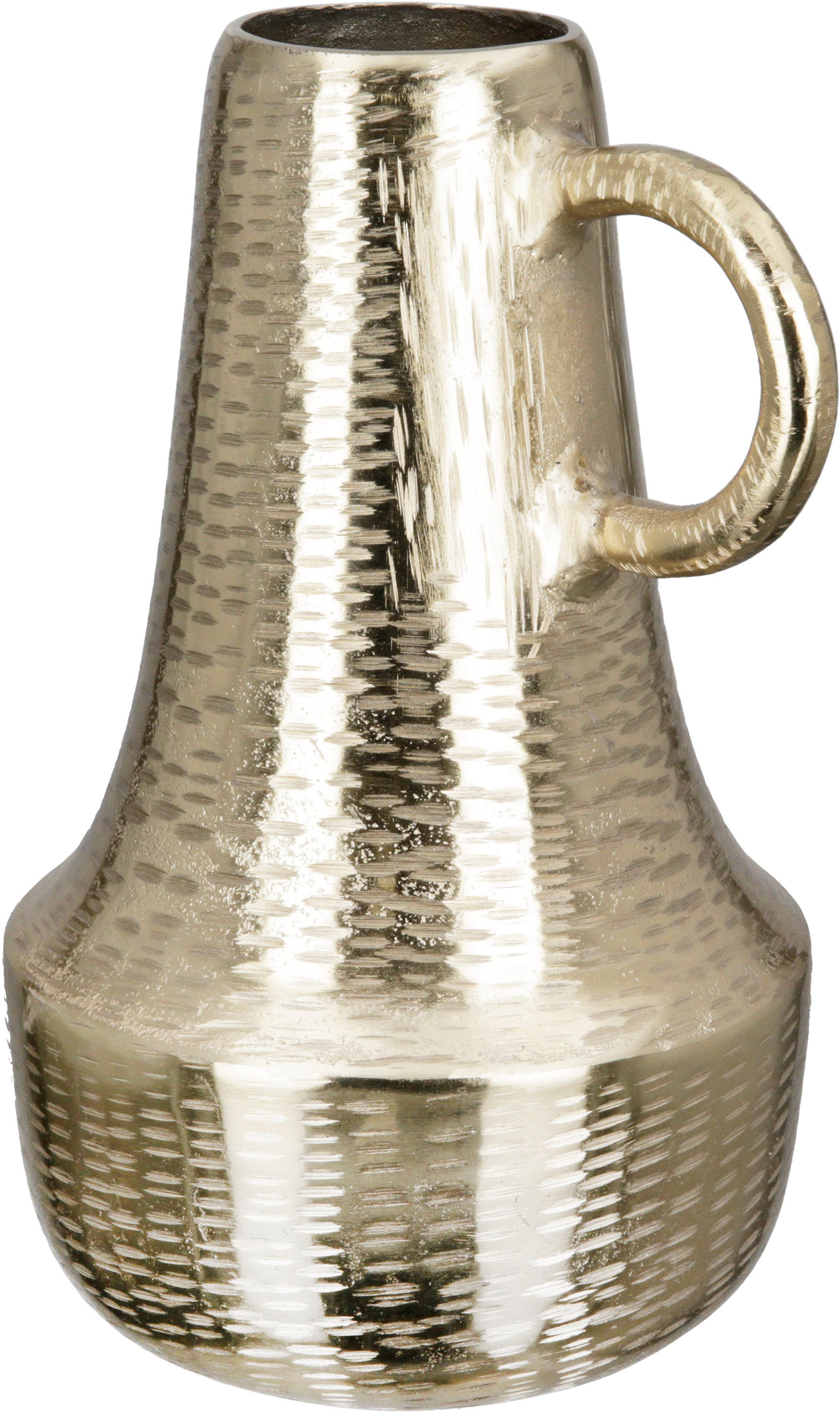Image of GILDE Tischvase "Lola, in Krugform, Dekovase" Vase aus Aluminium, mit geritzter Oberflächenstruktur, Höhe ca. 30 cm