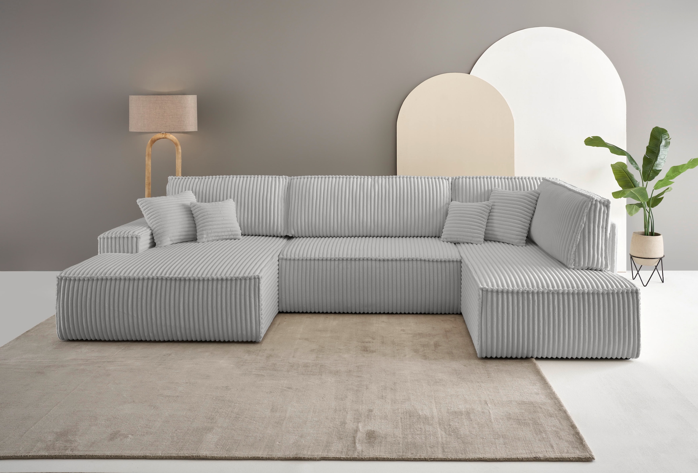 Wohnlandschaft »FINNLEY U-Form XXL 329 cm, Schlafsofa, Schlaffunktion m. Bettkasten«,...