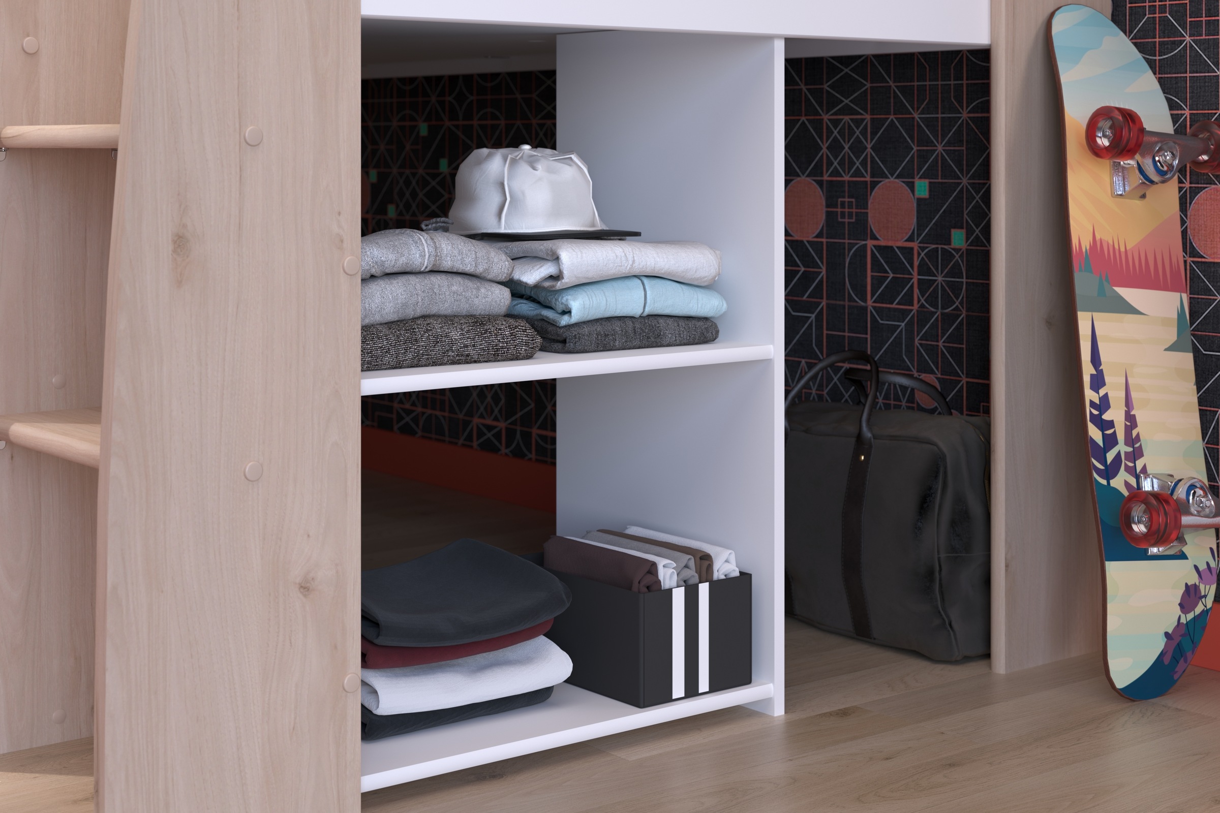 Parisot Jugendzimmer-Set »Parisot Lucas 11«, (2 tlg.), Schreibtisch ausziehbar, Kleiderschrank offen, Ablagen und Regale