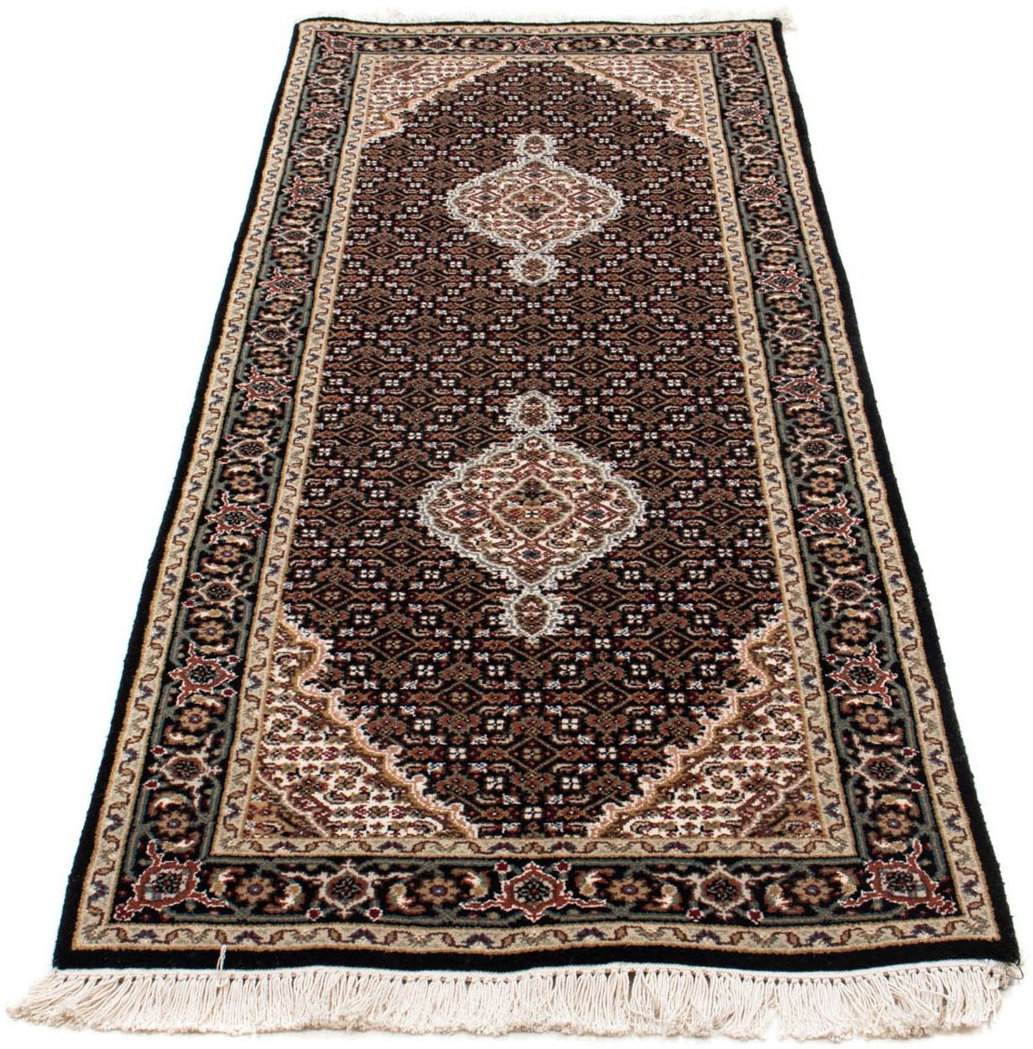 Image of morgenland Hochflor-Läufer »Täbriz Medaillon Blu scuro 196 x 73 cm«, rechteckig, 0,8 mm Höhe, Handgeknüpft bei Ackermann Versand Schweiz