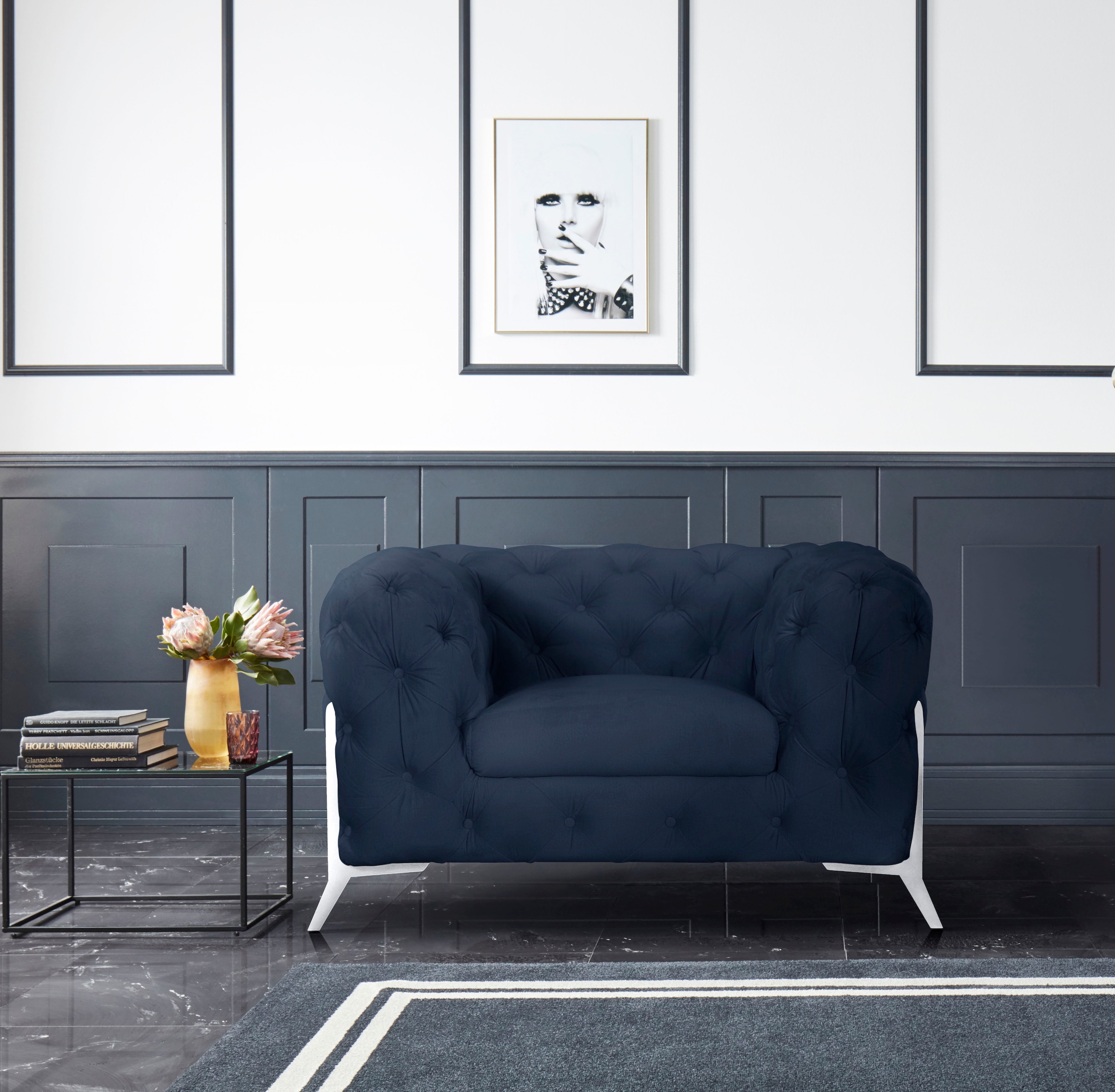 Leonique Chesterfield-Sessel »Amaury Sessel«, aufwändige Knopfheftung, moderne Chesterfield Optik, Fussfarbe wählbar