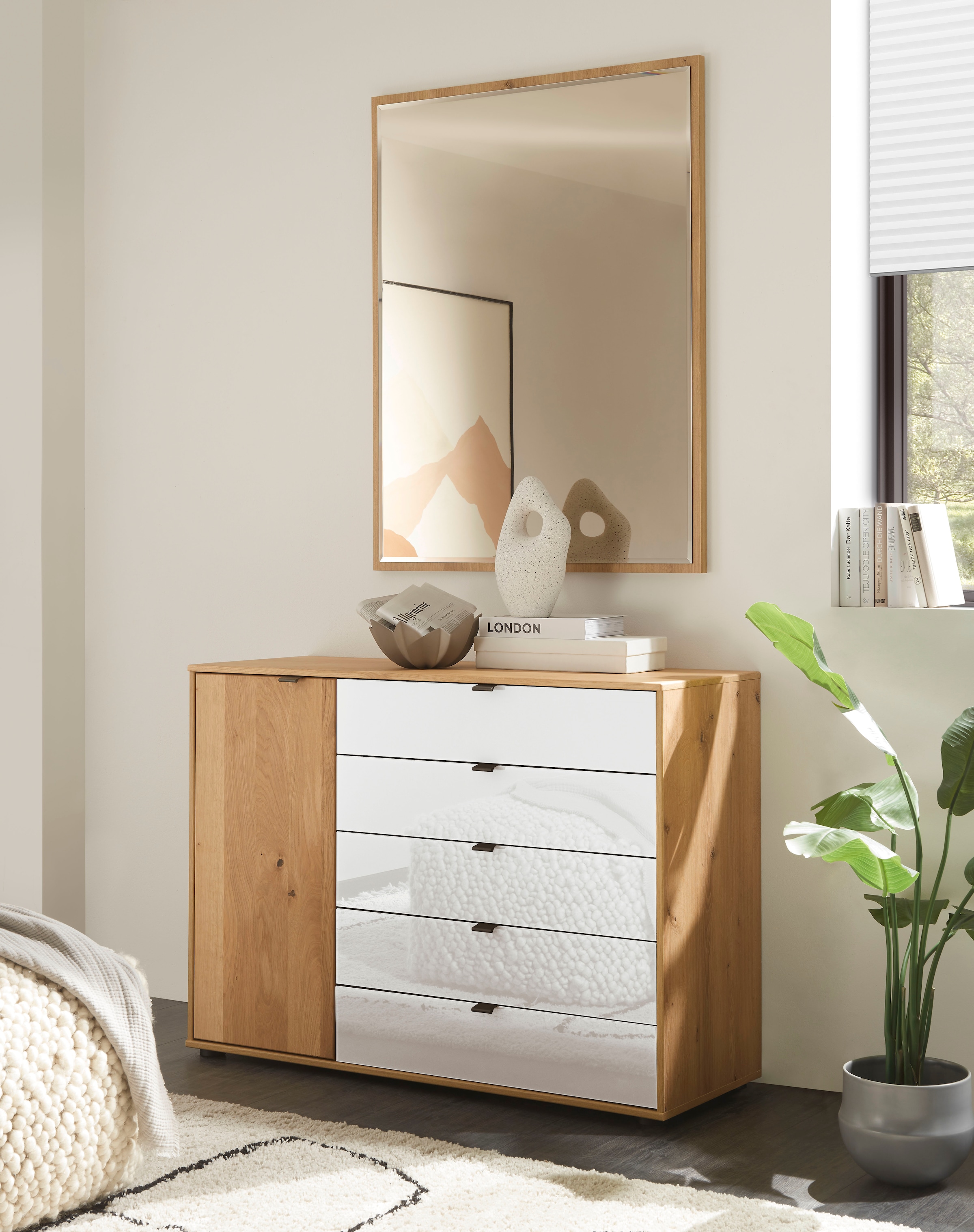 WIEMANN Kombikommode »Cardiff Sideboard, Wäscheschrank, teilmassiv Bianco-Eiche, Schubladen« Kommode 120x86x43 cm, braun, mit Dämpfung, MADE IN GERMANY,  verschiedenen Ausführungen, inklusive Einlegeboden