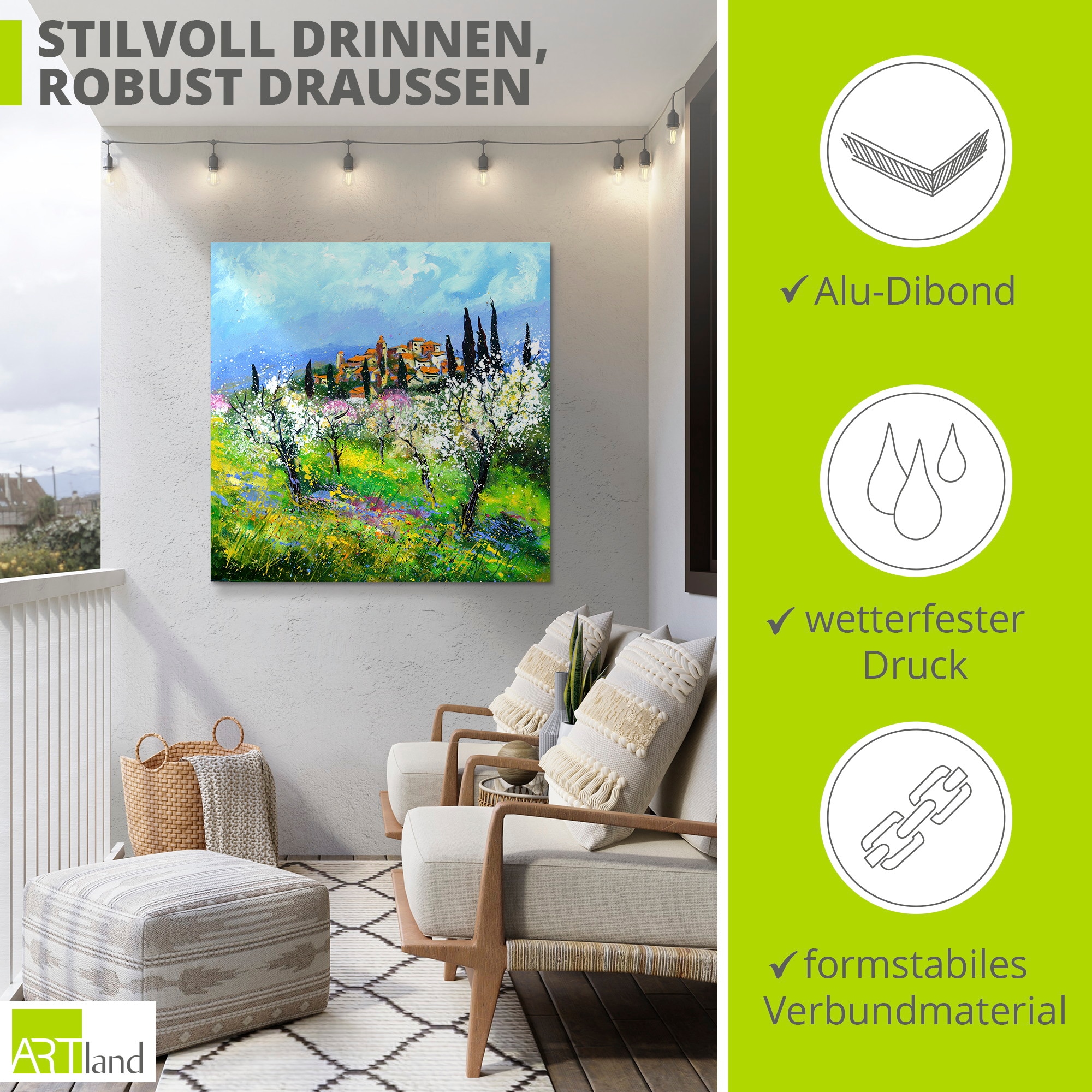 Artland Wandbild »Spring in Provence« Wiesen & Baumbilder 1 Stk. tlg. als Alubild, Leinwandbild, Poster, Wandaufkleber in verschied. Grössen