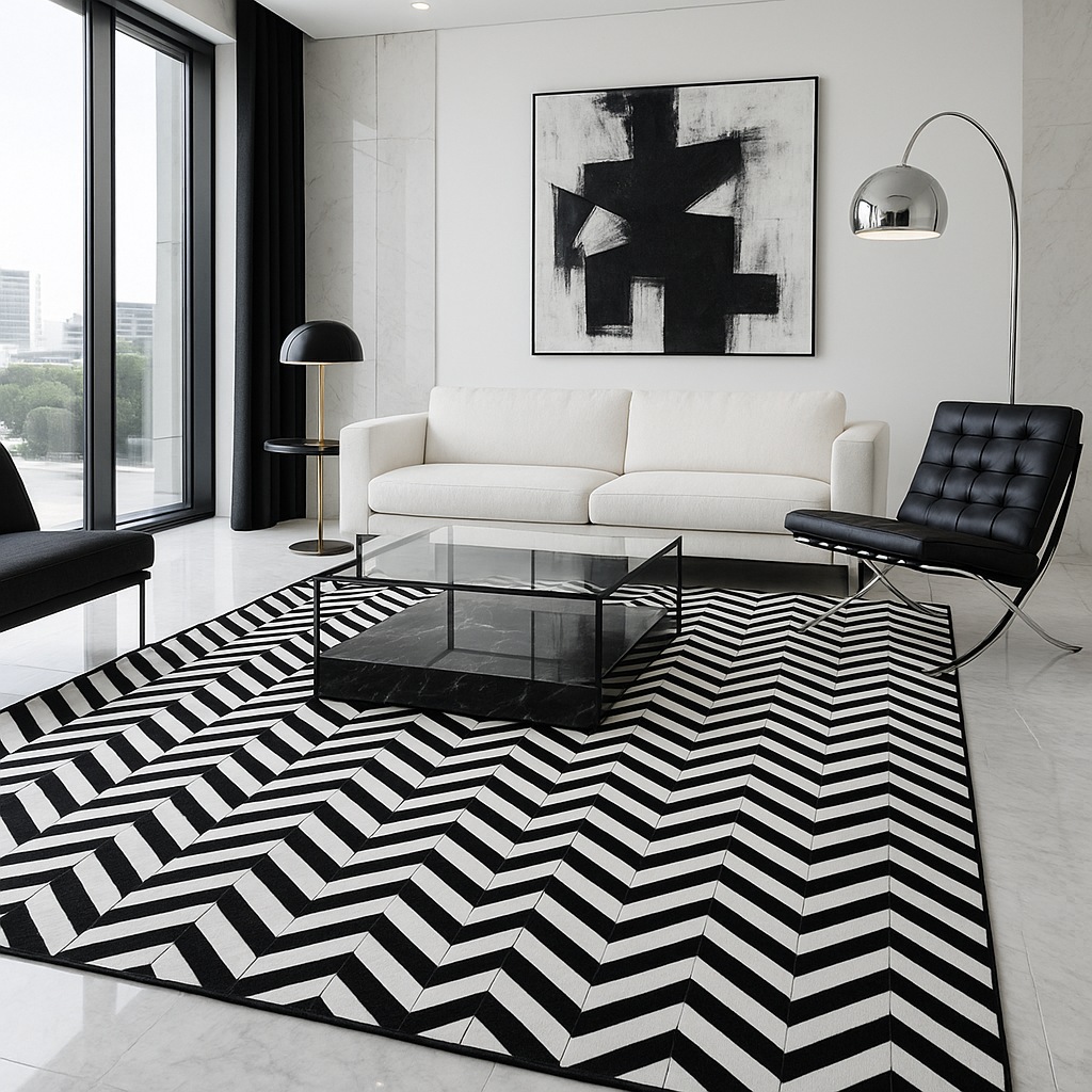 Image of Myflair Möbel & Accessoires Fellteppich "ZEBRA EDGE, echtes Rinderfell, LAGERRÄUMUNG" rechteckig 10 mm Höhe handgenäht, Naturprodukt, Zickzack Muster, natürliche Struktur