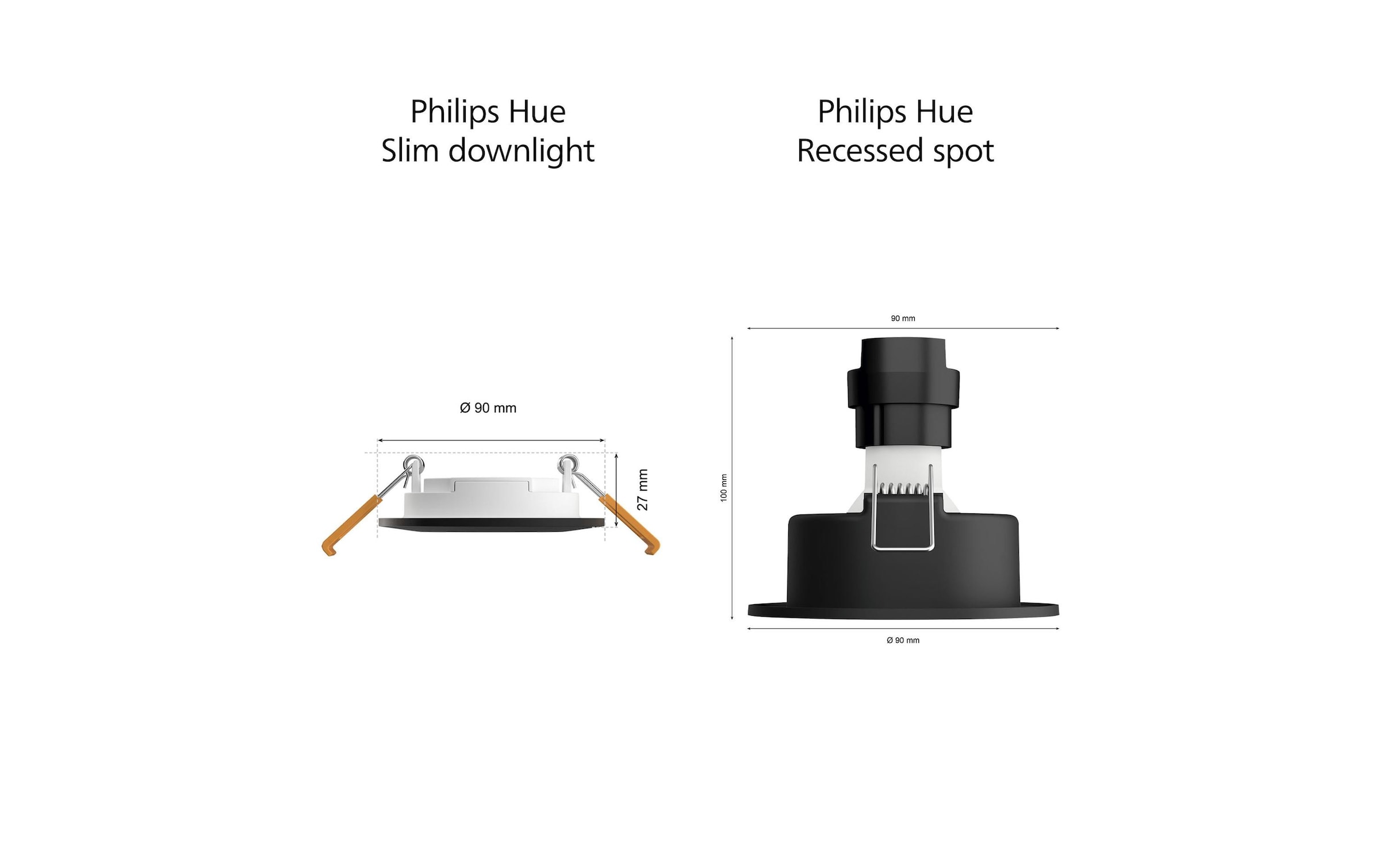 Philips Hue LED Deckenleuchte »White & Color Ambiance Slim Recessed 90 mm schwarz«