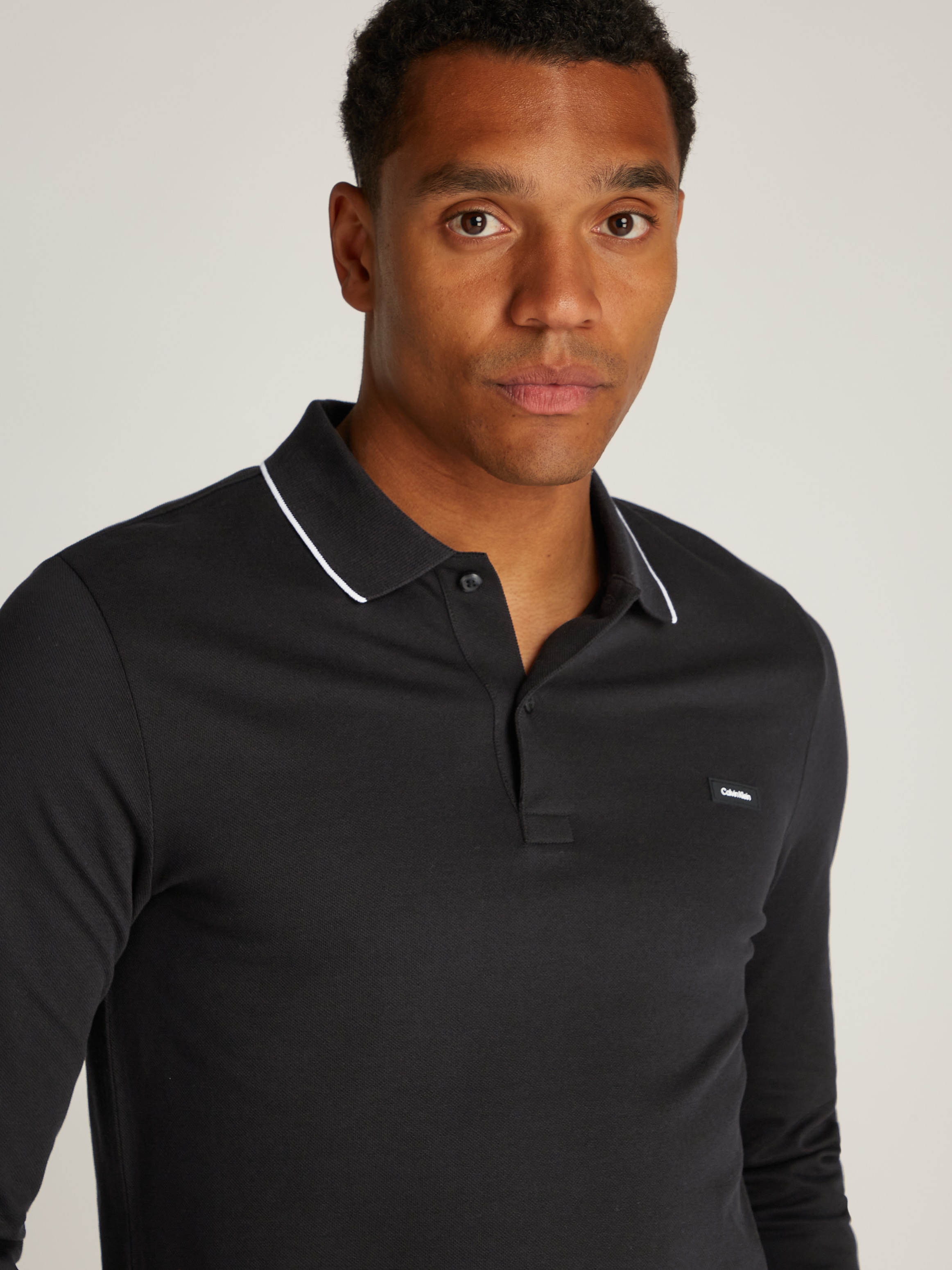 Calvin Klein Poloshirt »STRETCH PIQUE TIPPING LS POLO«