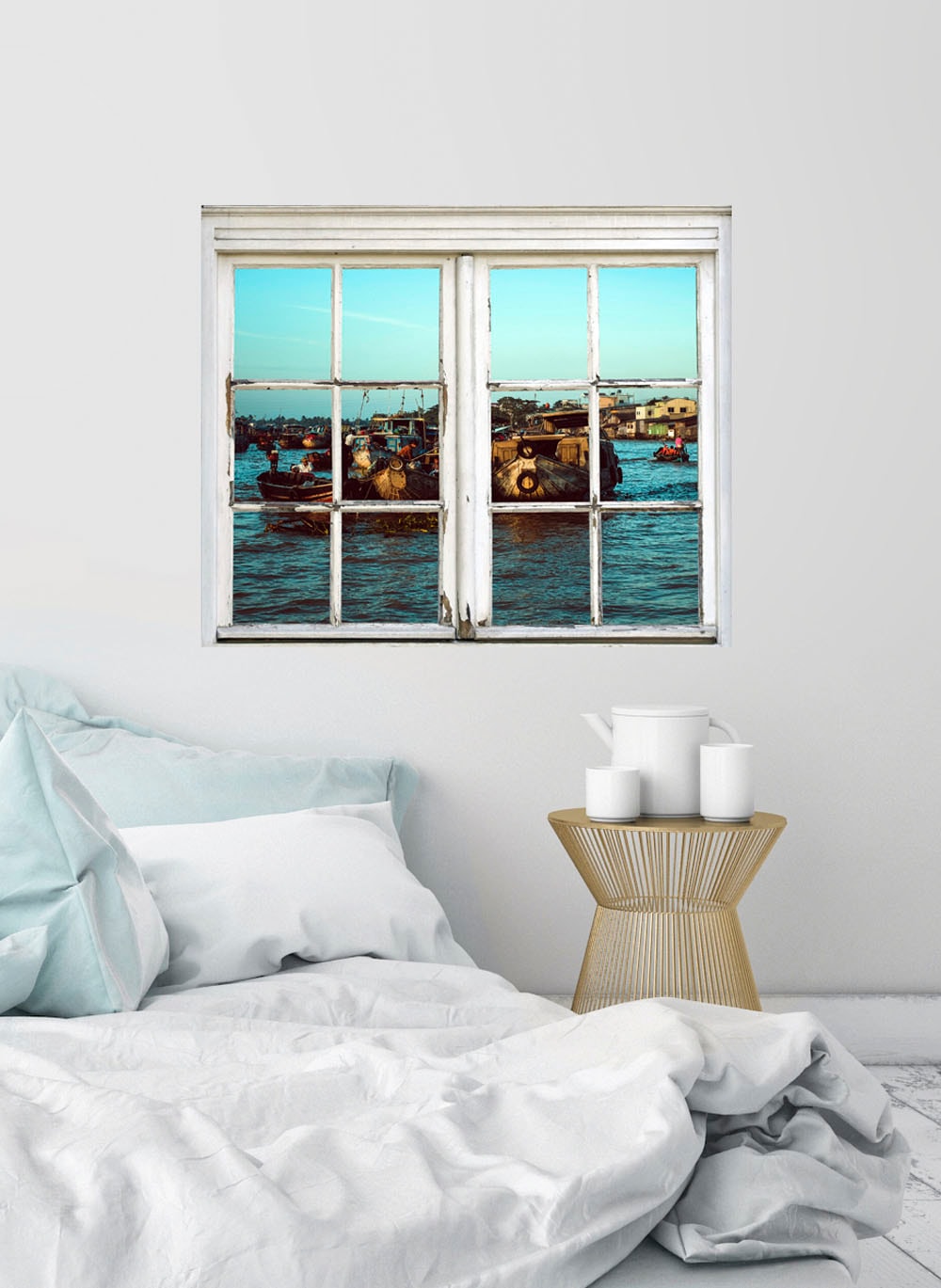 Image of queence Wandsticker "Boote auf dem Meer" Wandsticker, Wandbild, selbstklebend, Meer, Boot, Schiffe