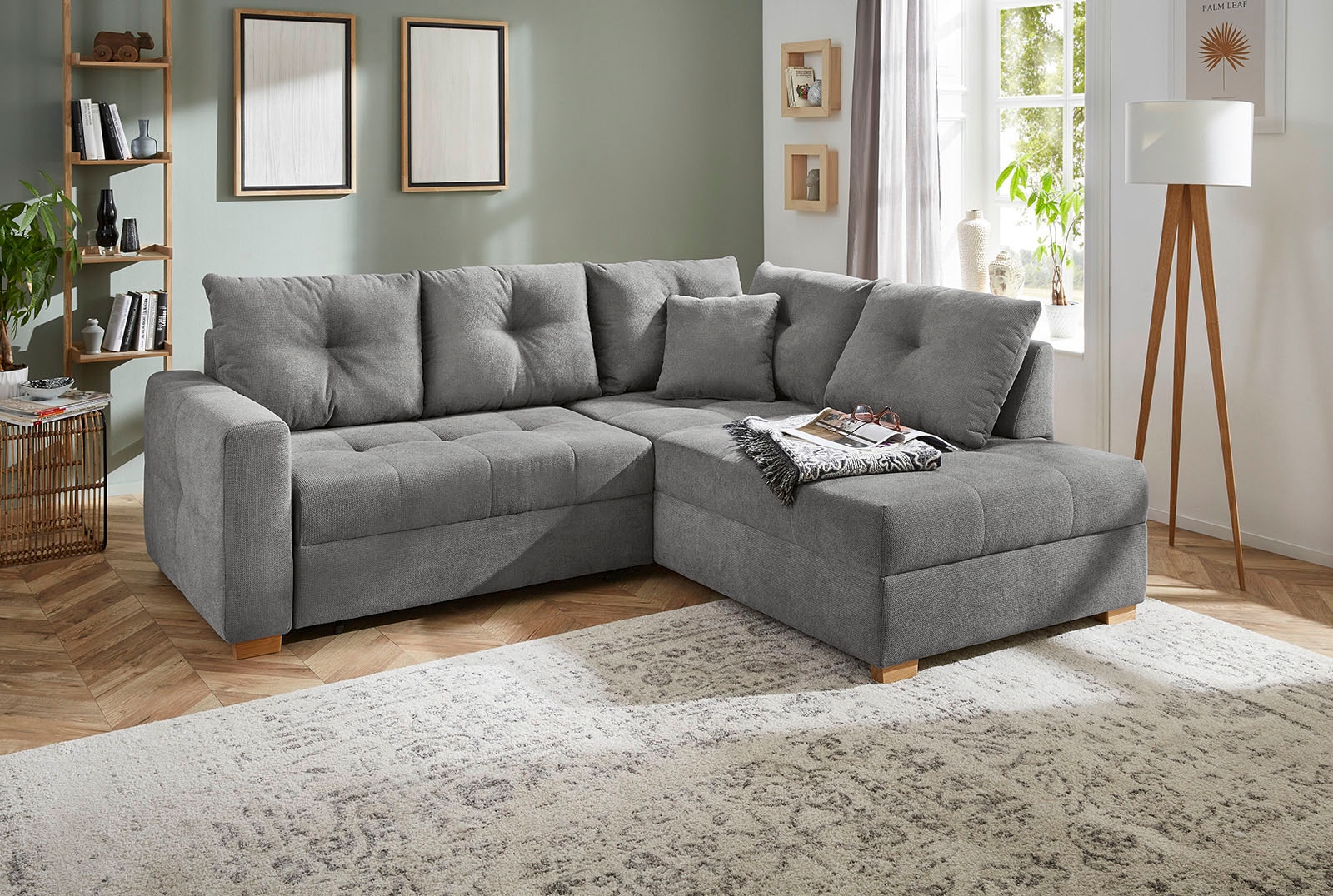 Ecksofa »Heidelberg L-Form«, inklusive Bettfunktion, Bettkasten, Ottomane links oder...