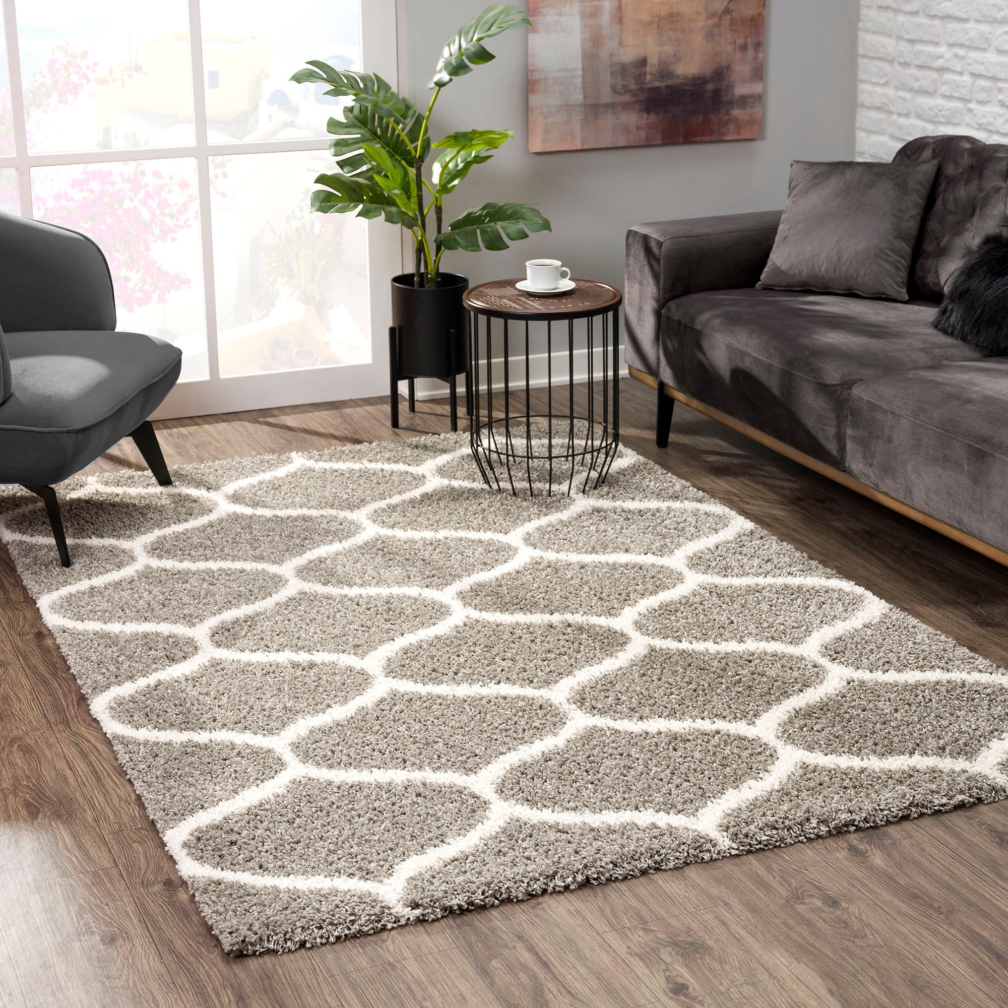 Sanat Hochflor-Teppich »Madrid«, rechteckig, 30 mm Höhe, Wohnzimmer, Langflor, Shaggy Teppich