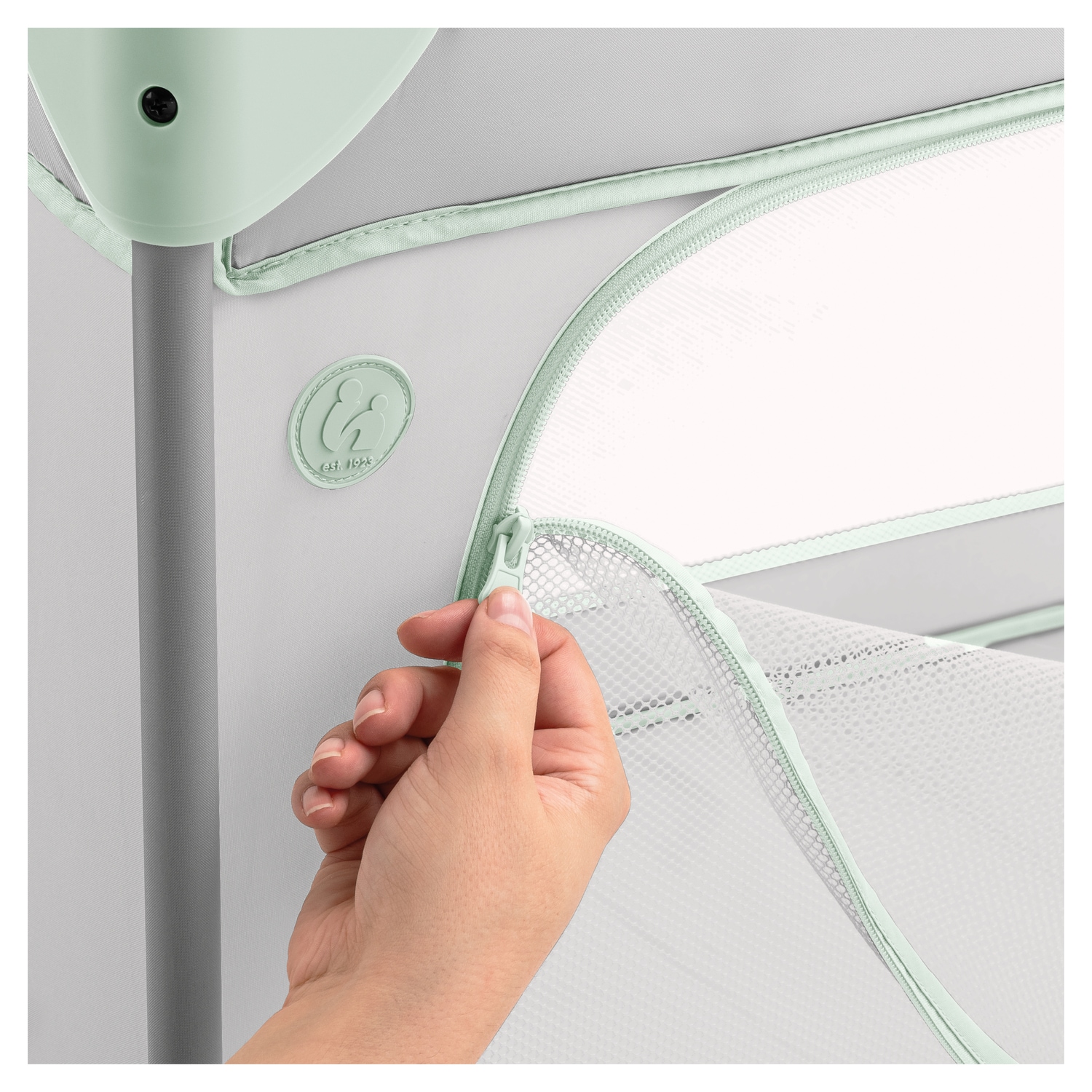 Hauck Lit de voyage pour bébé »Dream N Play Plus, Dusty Mint« Vorderausstieg