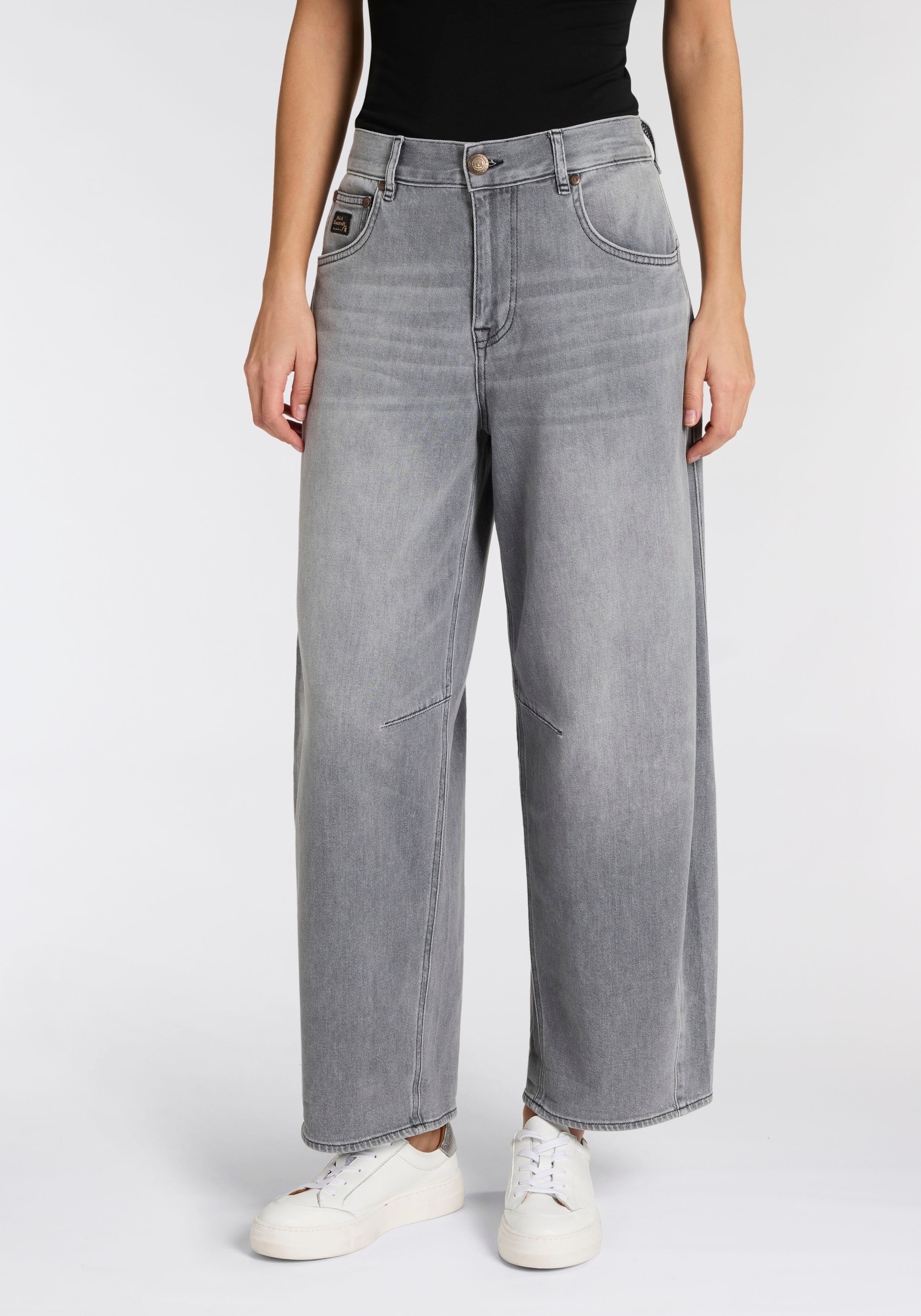 Image of Herrlicher 5-Pocket-Jeans "Barrow Denim Grey Light Stretch" Barrel Fit mit hohem Bund