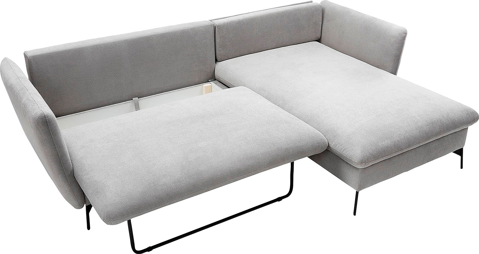 andas Ecksofa »LIVORNO,258 cm, L-Form,«, Schlaffunktion u. Bettkasten (139/224cm), Samt, Struktur, Webstoff