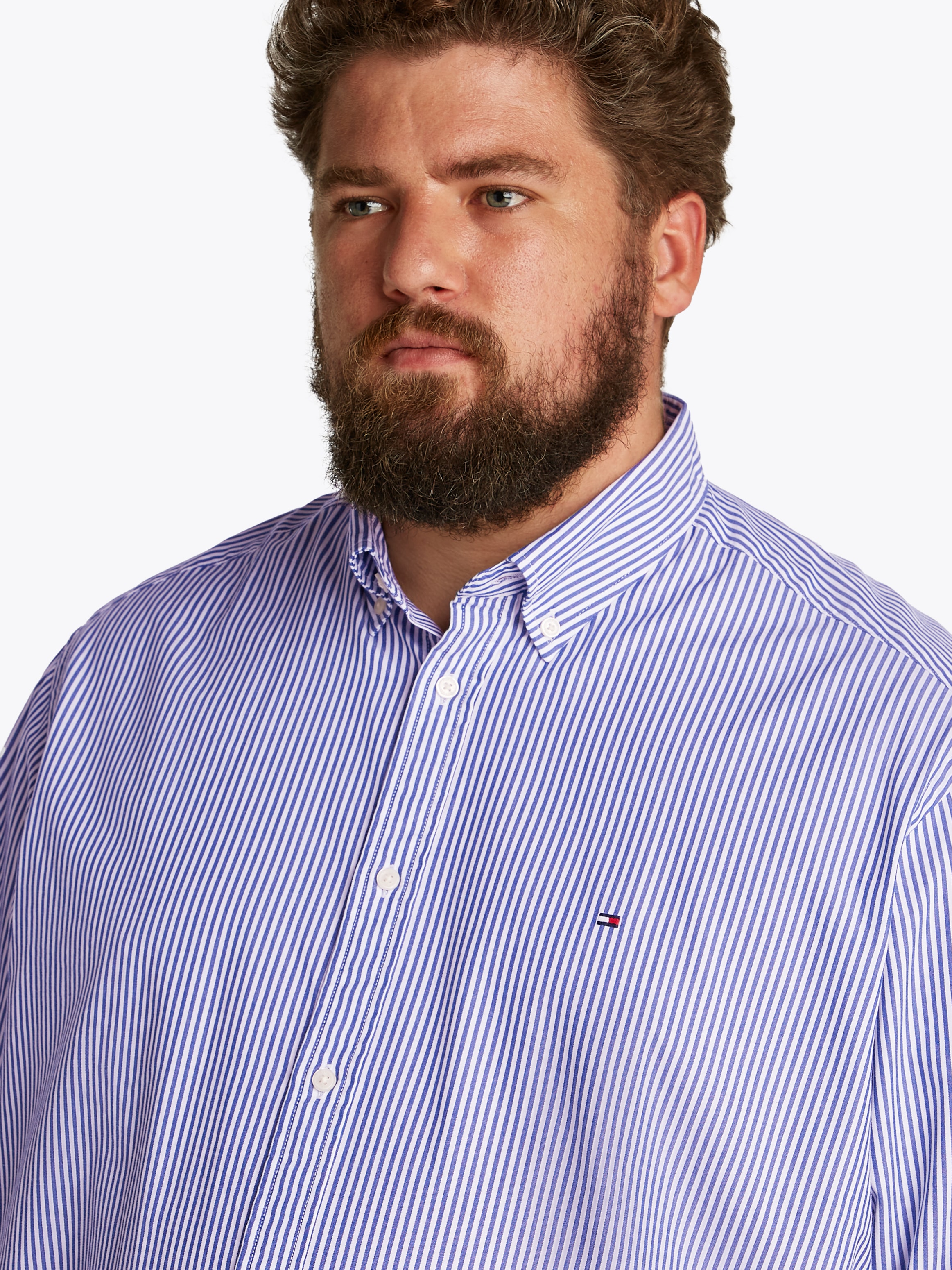 Tommy Hilfiger Big & Tall Langarmhemd »BT-FLEX POPLIN CL STP SHIRT-B«, in Grossen Grössen, Logostickerei