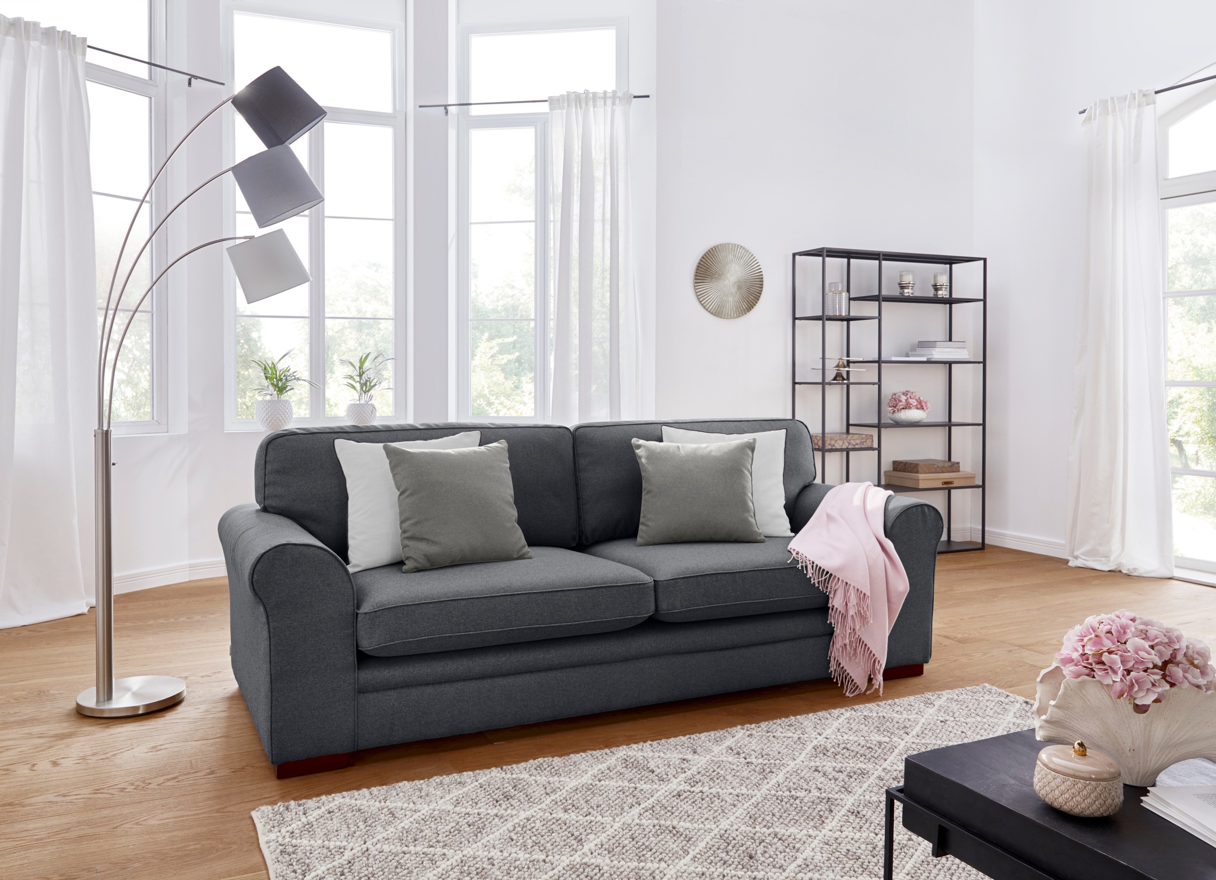 Home affaire 3-Sitzer »Broughton«, weicher Sitzkomfort, incl. 2 Zierkissen, Keder