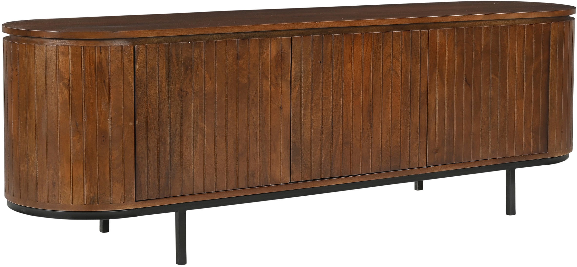 Image of SIT Lowboard "Liverpool aus massivem Mangoholz mit Lamellenfront & 2 Fächern" 1 Stk. tlg. Abgerundete Ecken & zarte Lamellenfront aus massivem Mangoholz