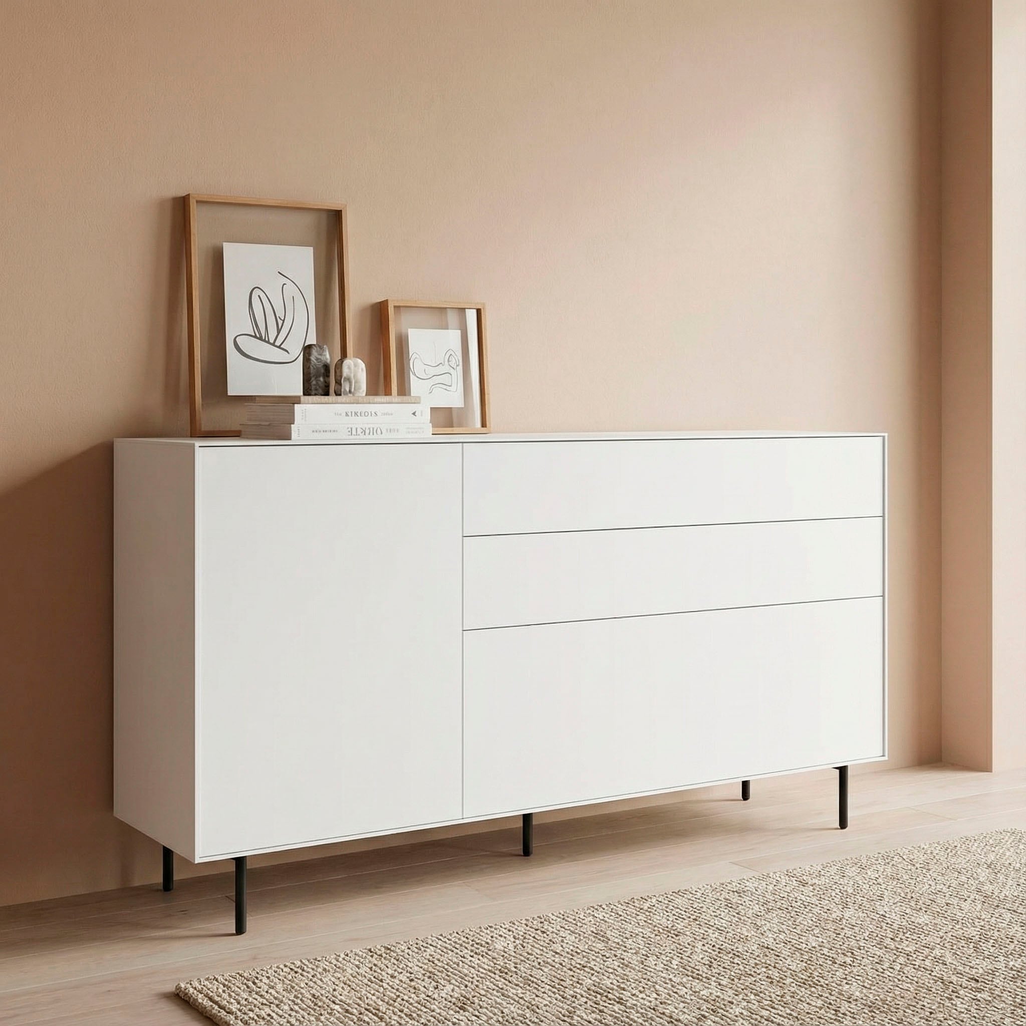 Image of LeGer Home by Lena Gercke Sideboard "Essentials, Kommode, Anrichte, Kombikommode, Schrank mit Metallfüssen" Breite: 166 cm, UV lackiert, Push-to-open-Funktion