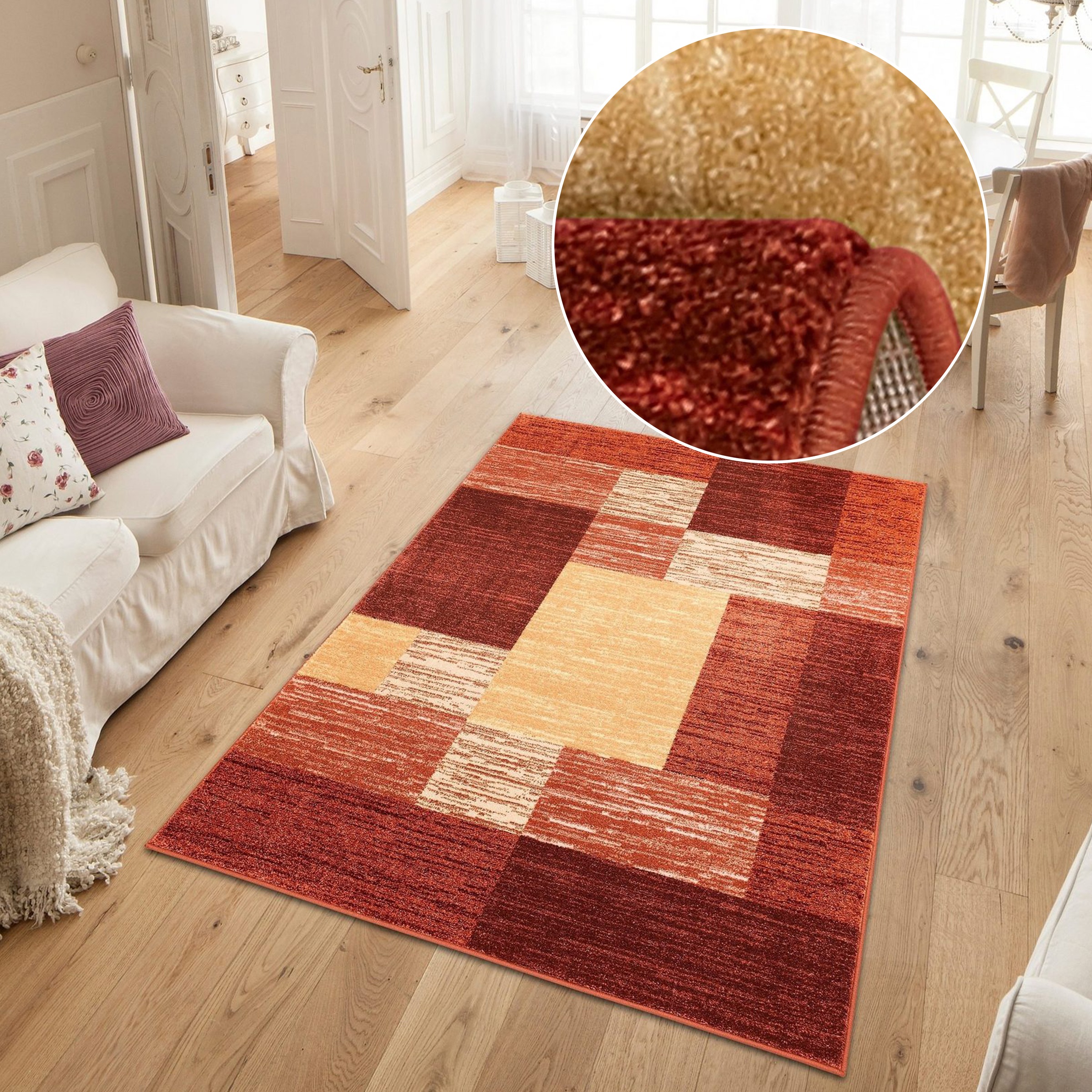 Image of GOODproduct Teppich "Melvin" rechteckig 8 mm Höhe schön weich, Kurzflor Teppich Karo-Muster, Wohnzimmer, Esszimmer