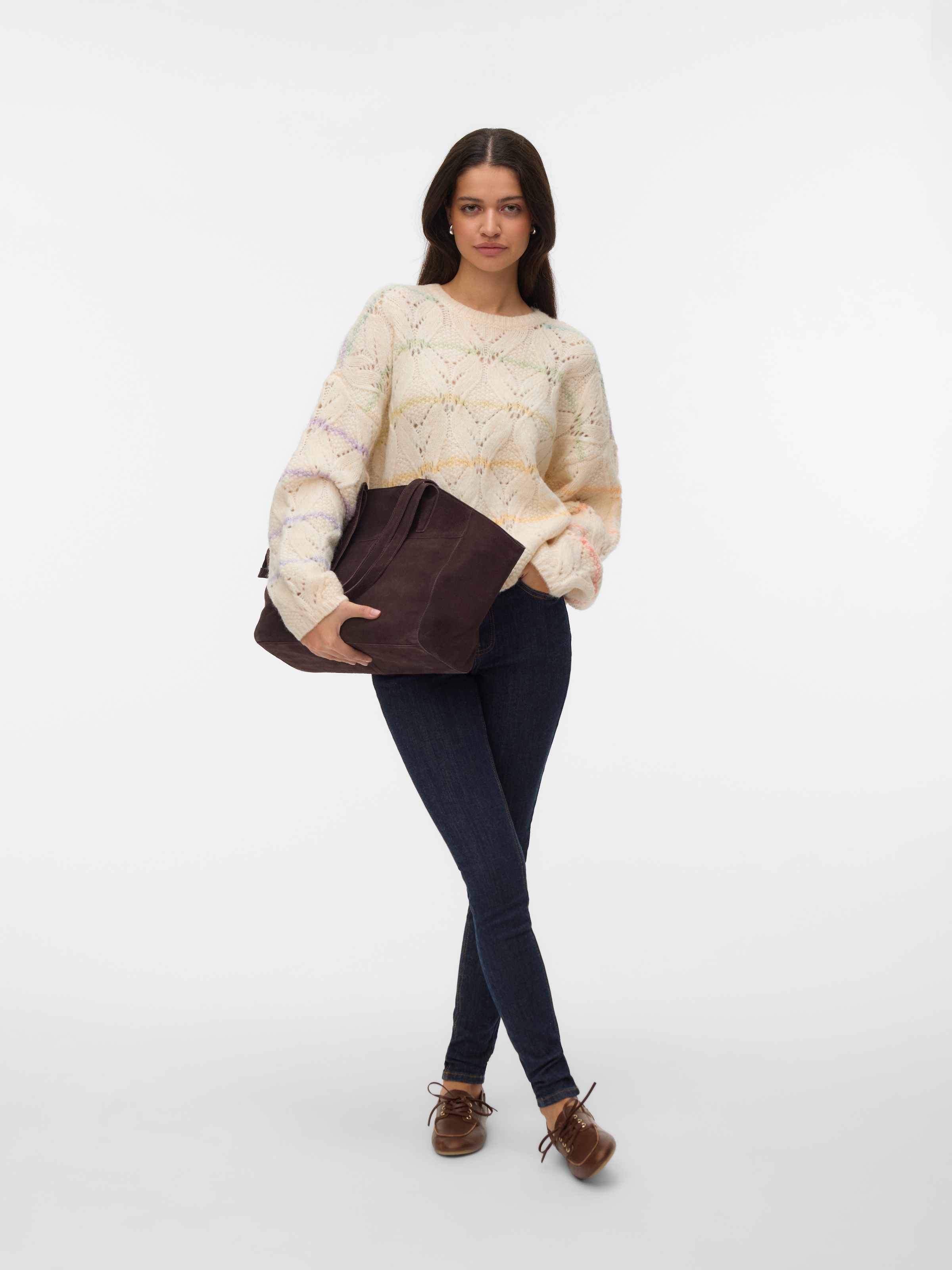 Vero Moda Pull en tricot »VMNEW HATTY LS O-N STITCH PULLOVER BOO« mit zarten Streifen