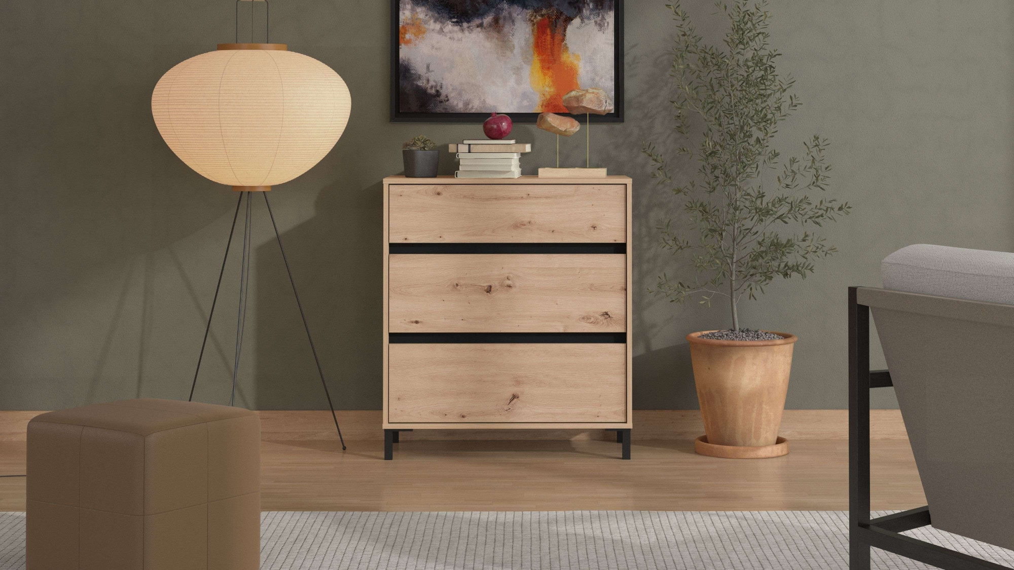 INOSIGN Kommode »Marron, Schubkastenkommode, Höhe 90 cm, Breite 80 cm«, Breiten 80 cm, mit geräumigen Schubladen