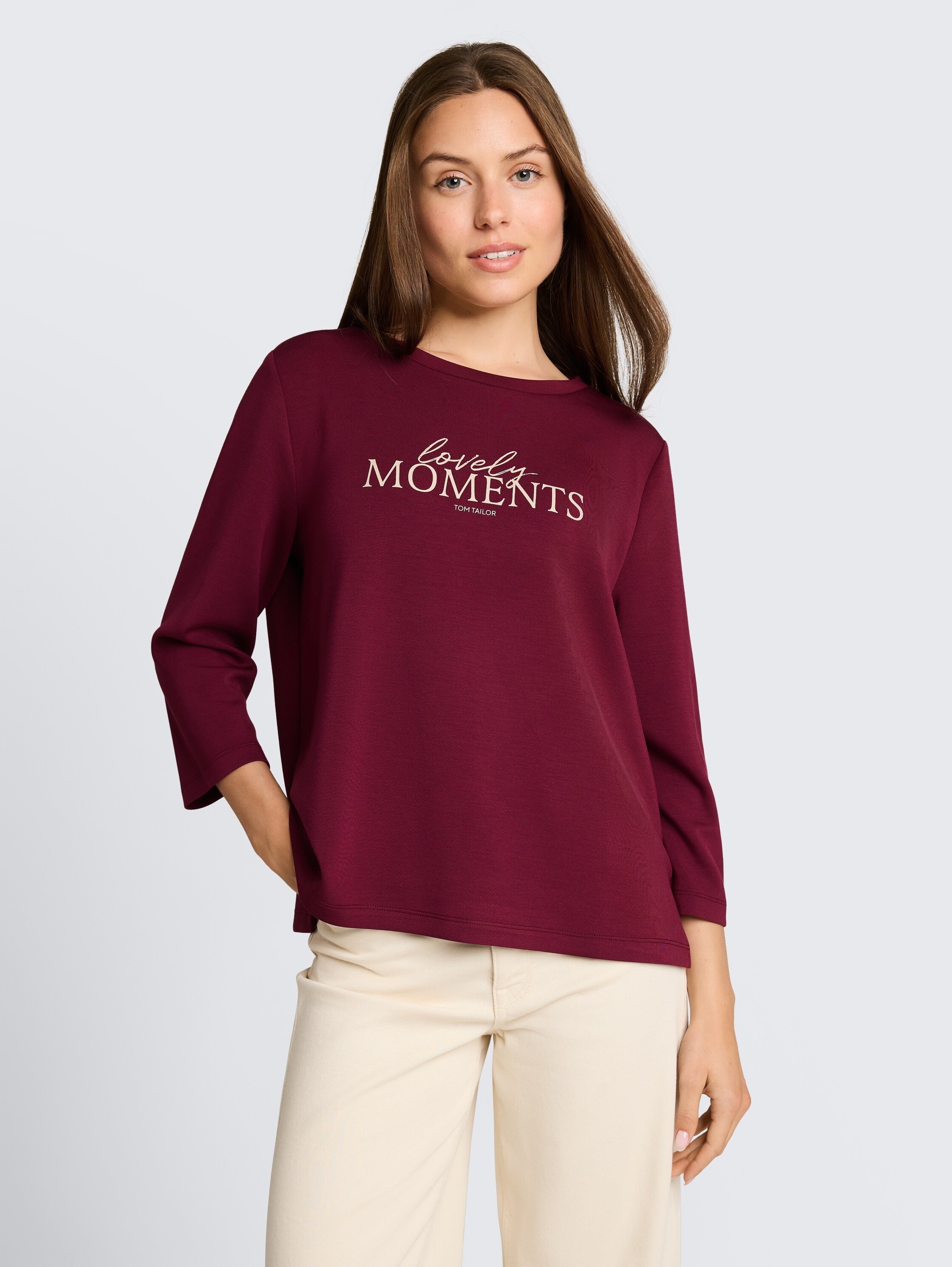Image of TOM TAILOR 3/4-Arm-Shirt "Loose" Somemrshirt mit Letter-Print