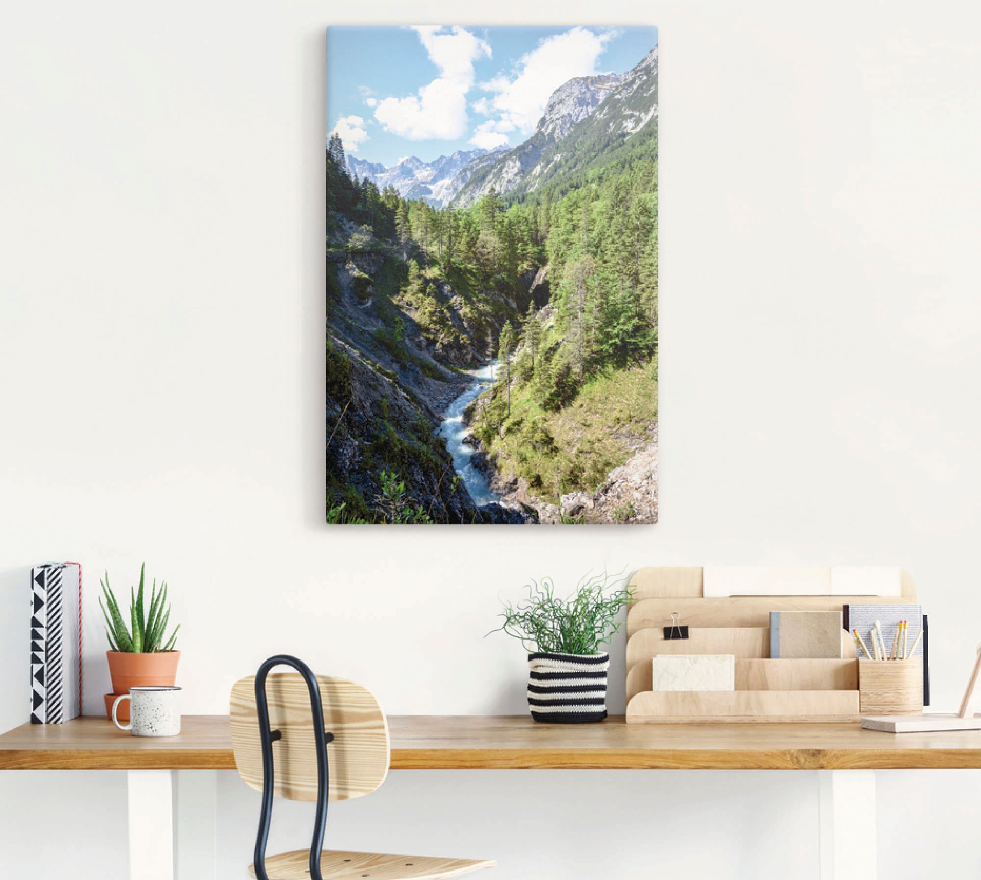 Artland Leinwandbild »Fluss schlängelt sich durch Tal« Berge 1 Stk. tlg. auf Holzrahmen gespannt