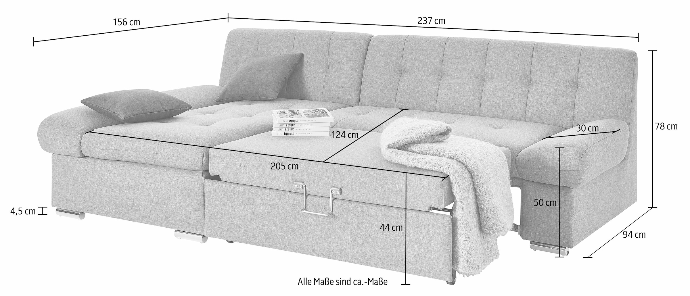 TRENDMANUFAKTUR Ecksofa »Reggae II, L-Form«, wahlweise mit Bettfunktion