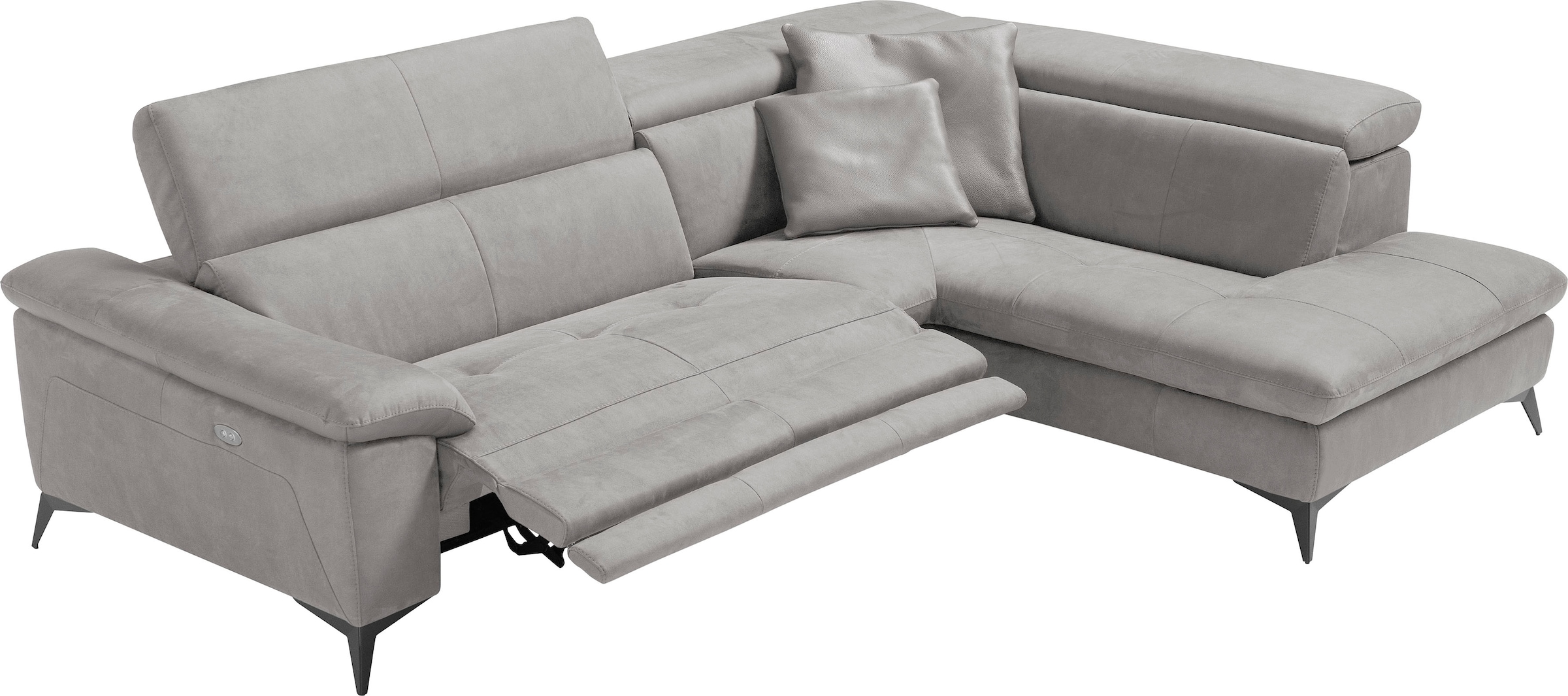 Egoitaliano Canapé d'angle »Martine, Multifunktionssofa mit Komfortfunktionen, edel und bequem« mit Ottomane, elektrischer Relaxfunktion und Kopfteilverstellung