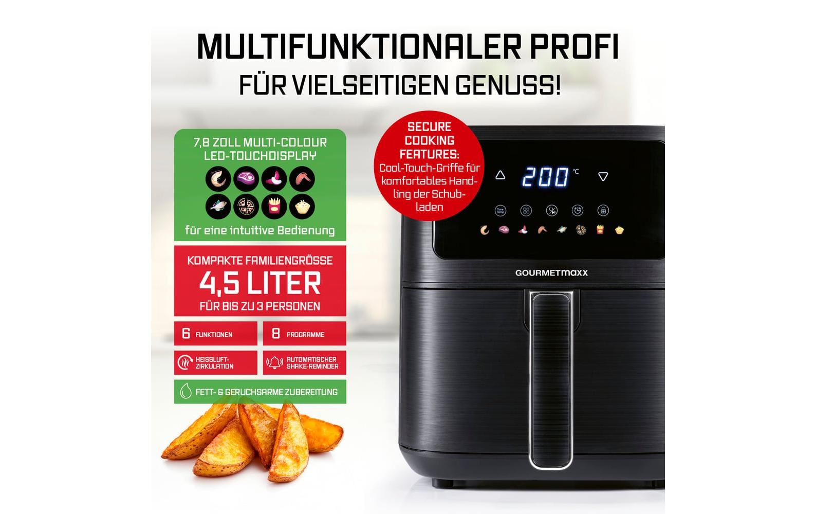 GOURMETmaxx Heissluftfritteuse »AirGenius S 4,5 l«, 1500 W