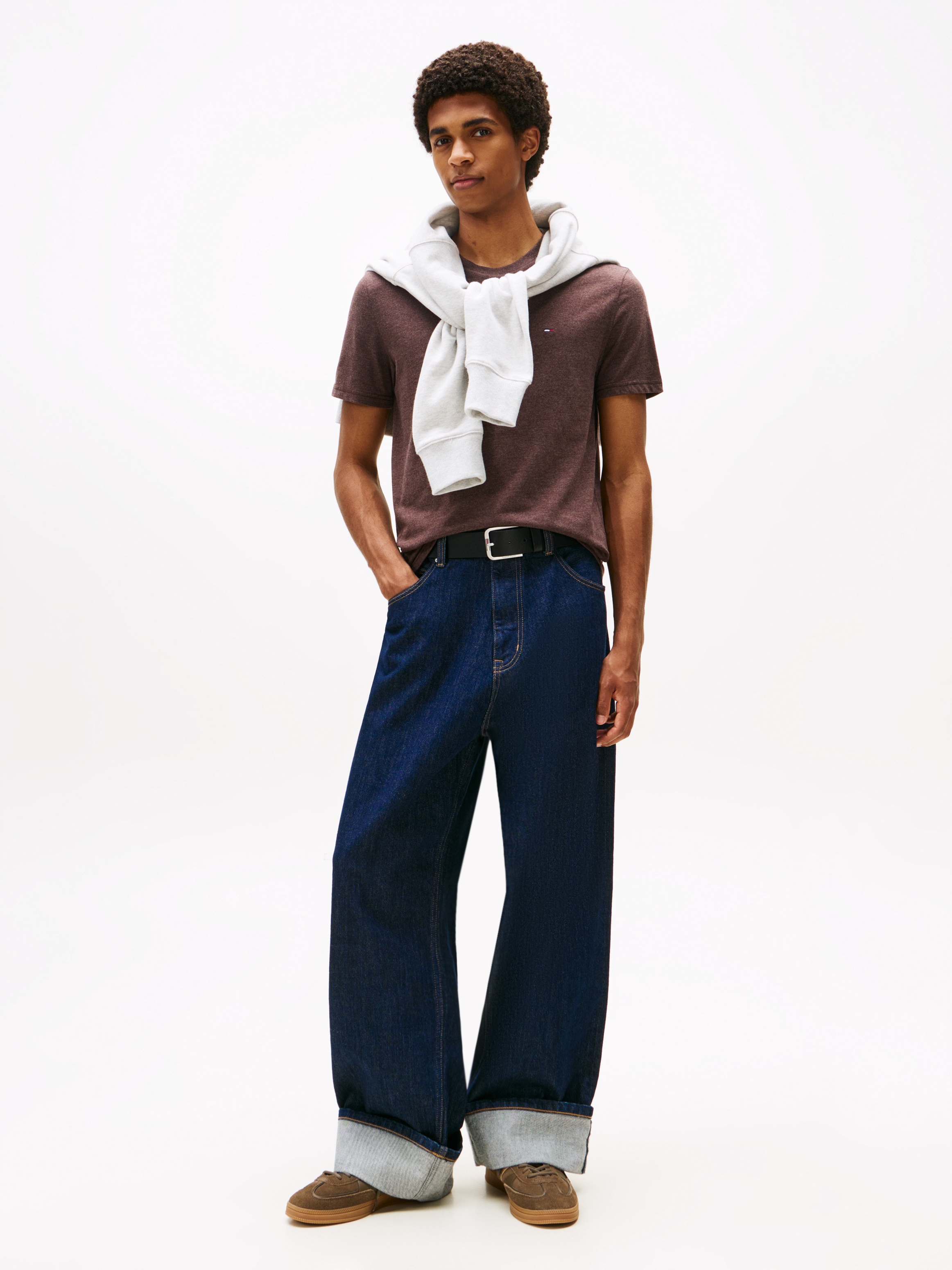 Tommy Jeans T-Shirt »TJM XSLIM JASPE HTR TEE EXT«, Mit Rundhalsausschnitt