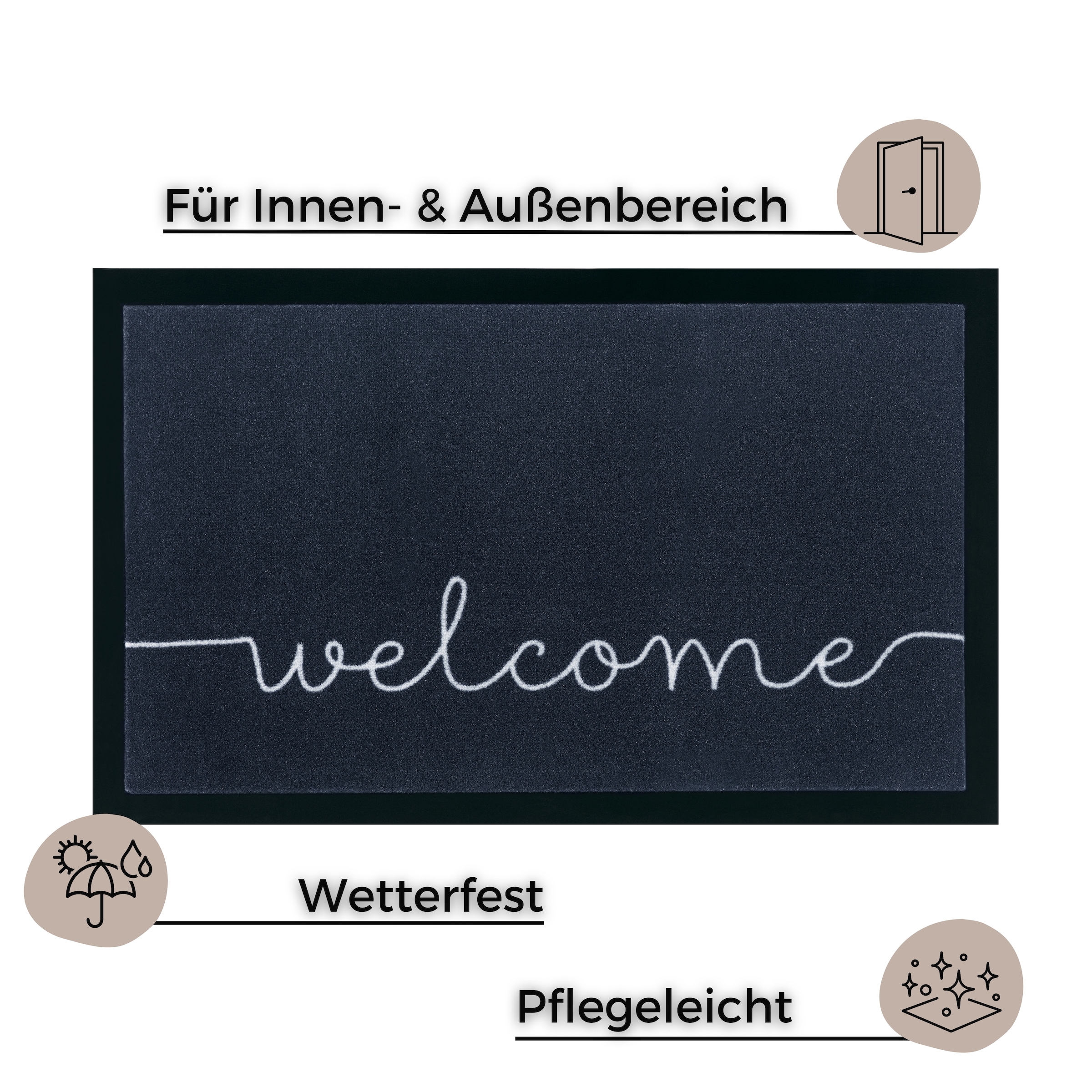 HANSE Home Fussmatte »Cozy Welcome, Türmatte«, rechteckig, 5 mm Höhe, Waschbar, Schmutzfangmatte, Outdoor, Innen, Rutschfest, Wetterfest