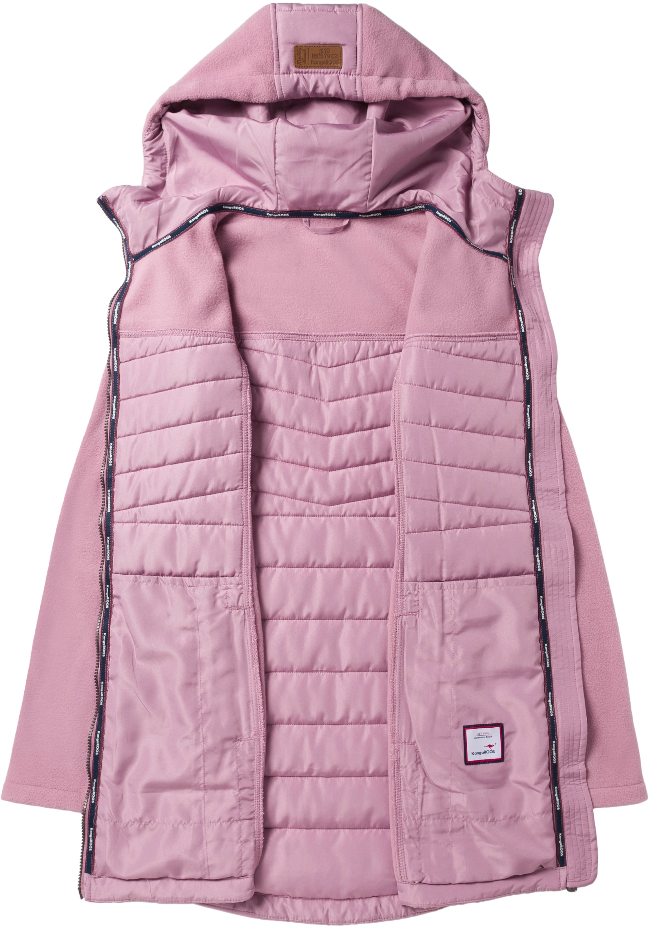 KangaROOS Langjacke, mit Kapuze, leichter Webstoff, figurbetonter Schnitt, mit Kapuze