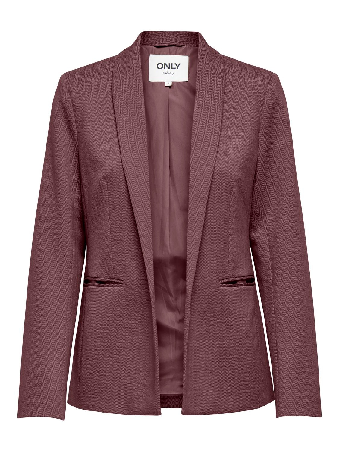 Image of ONLY Longblazer "ONLESKA-ADDY LIFE L/S HB BLAZER CC TLR" mit Reverskragen, verschlusslose Form, Fischgratmuster