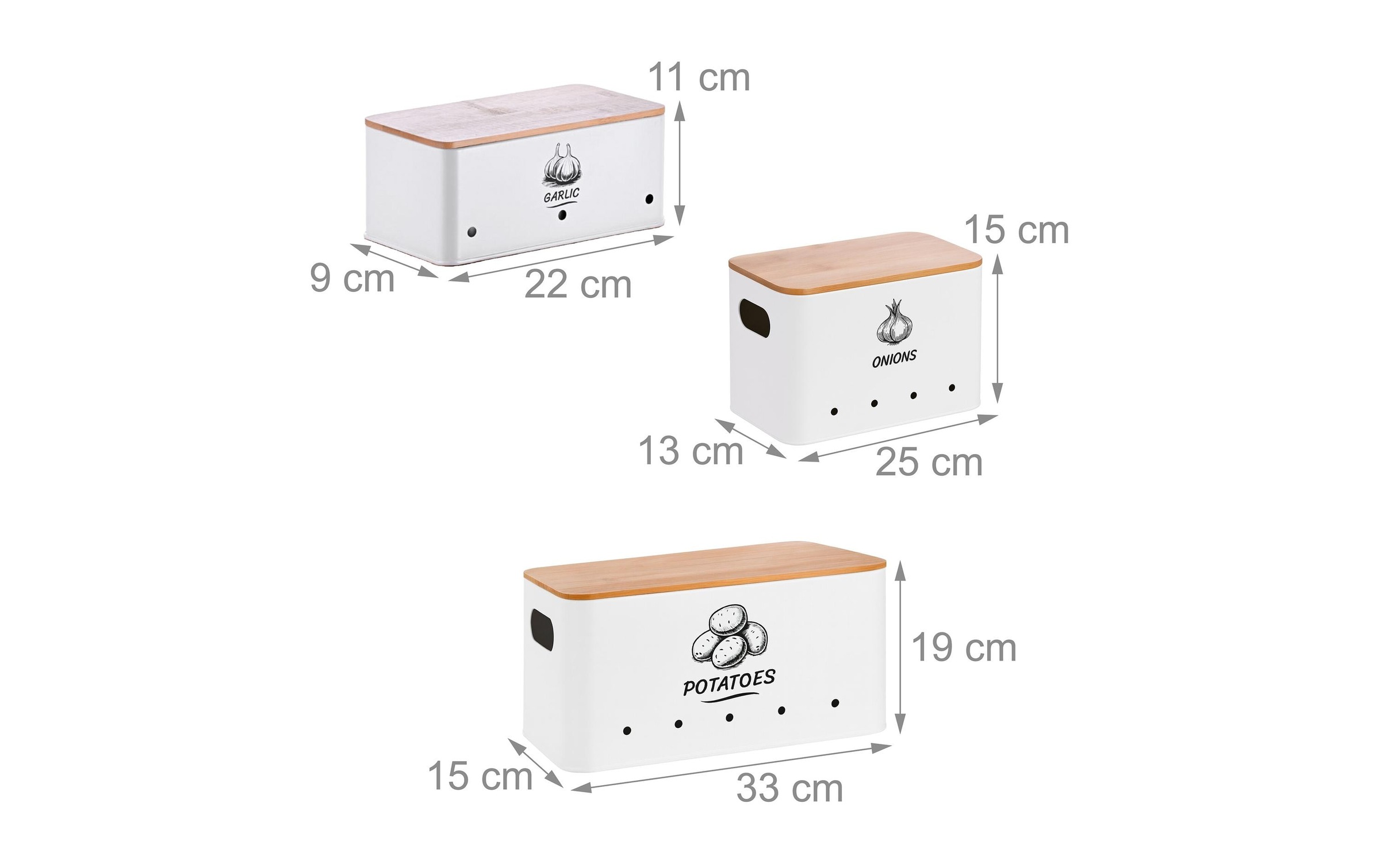 Image of relaxdays Aufbewahrungsbox "3er Set Bambusdeckel eckig"