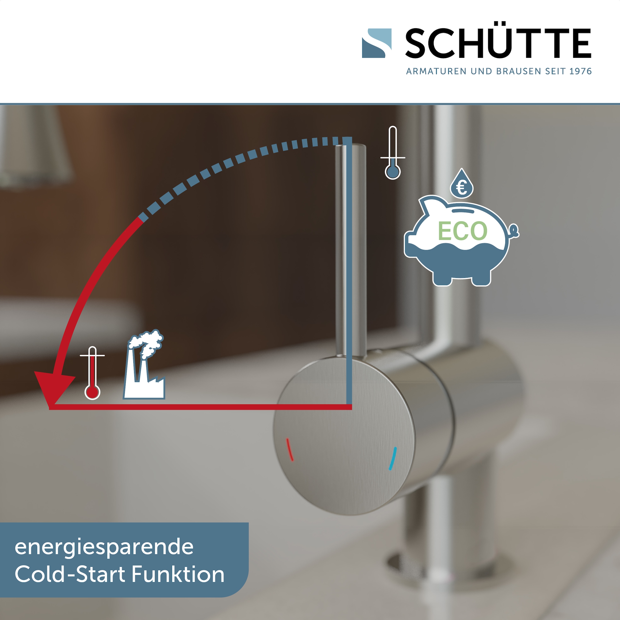 Schütte Robinet d'évier »Cornwall« robinet basse pression, acier inoxydable, Cold-Start, douchette 2 jets, pivotant