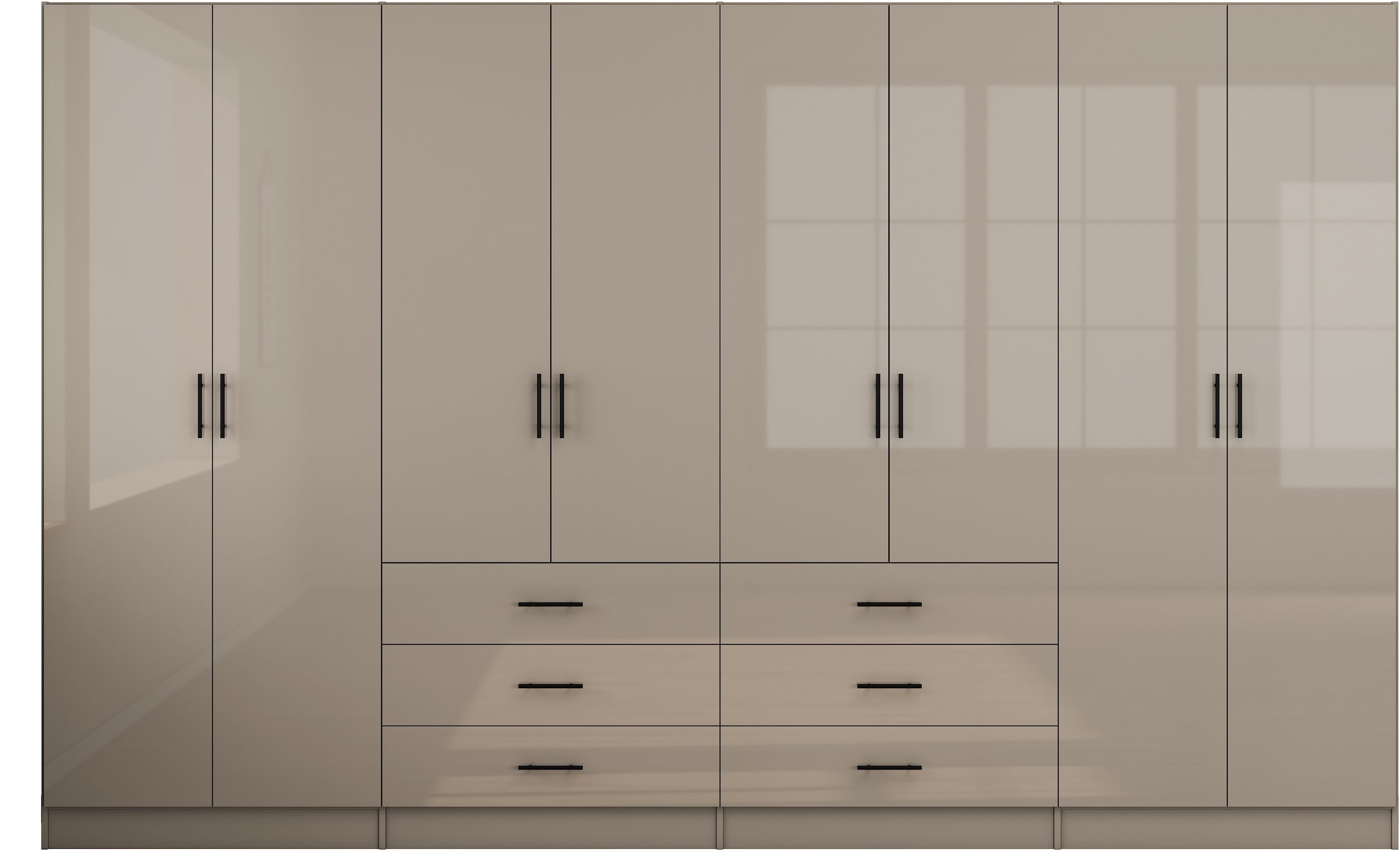 GOODproduct Kleiderschrank »Trento Schlafzimmerschrank Garderobe hochglanz« Schrank mit 8 Türen und 6 Schubladen, hochglänzende Fronten