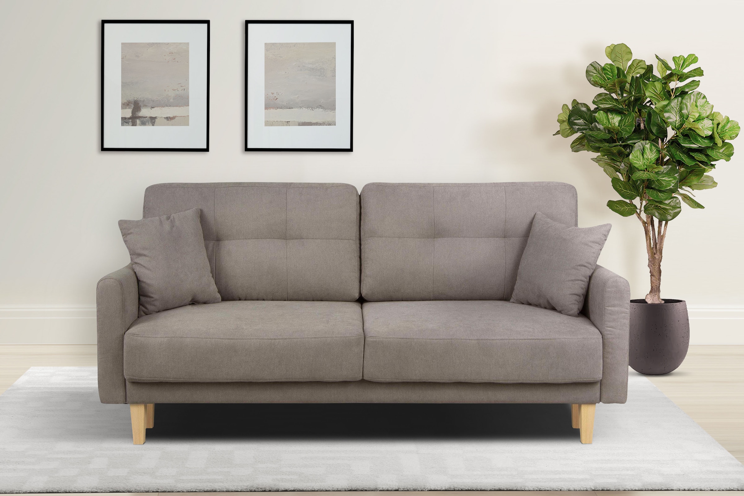 Home affaire 2-Sitzer »TRIPLO mit Wellenunterfederung, Masse B/T/H: 165/100/89 cm« Sofa mit Steppung im Rückenbereich, incl. Rückenkissen und Zierkissen