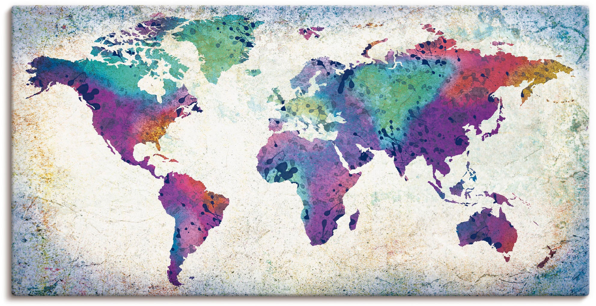 Artland Wandbild »bunte Weltkarte«, Land- & Weltkarten, (1 St.), als Alubild, Outdoorbild, Leinwandbild, Poster, Wandaufkleber