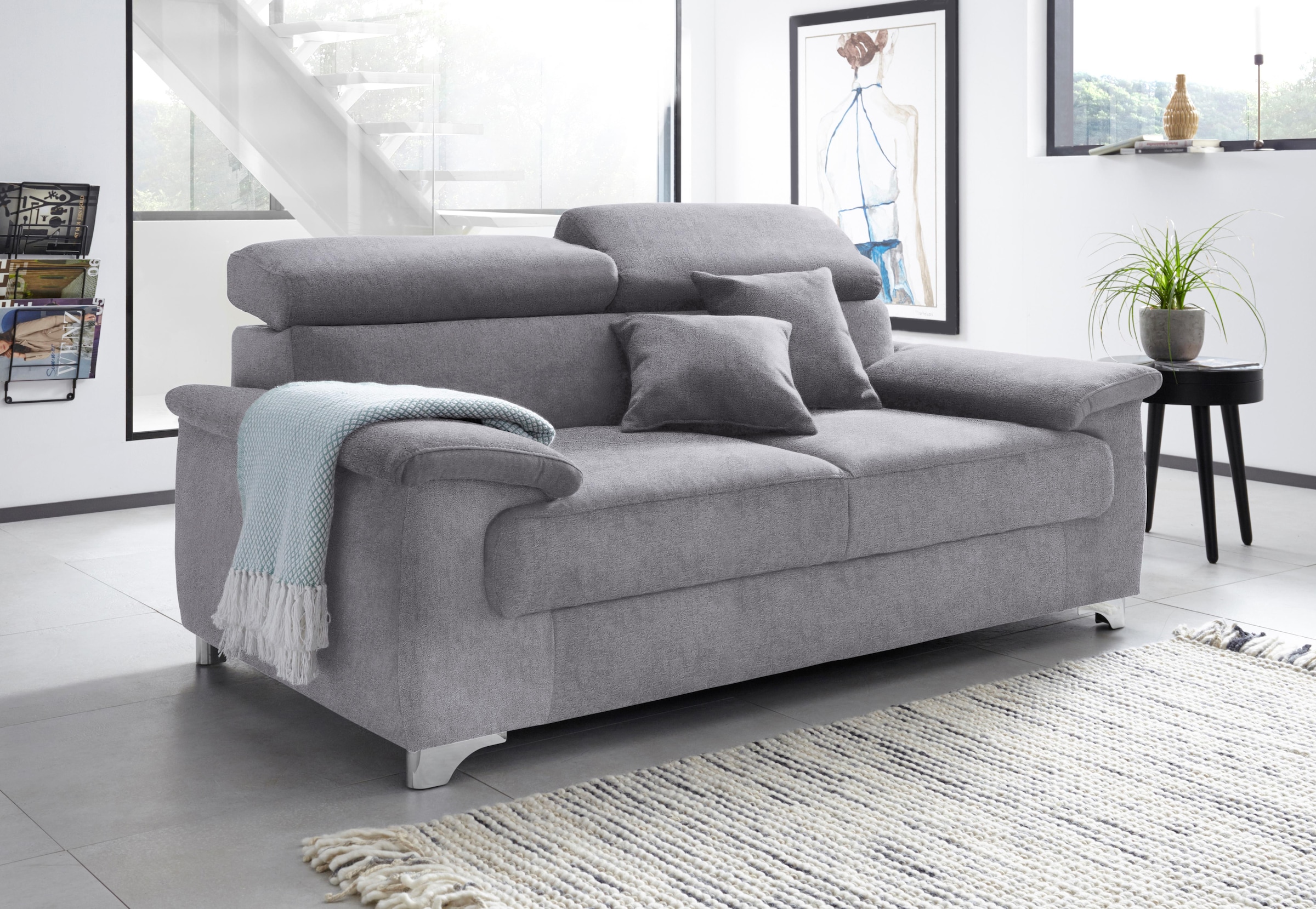 DOMO collection 2-Sitzer »Mira inklusive Kopfteilverstellung für mehr Wohlfühlkomfort«, elegant und modern, komfortabel, frei im Raum stellbar