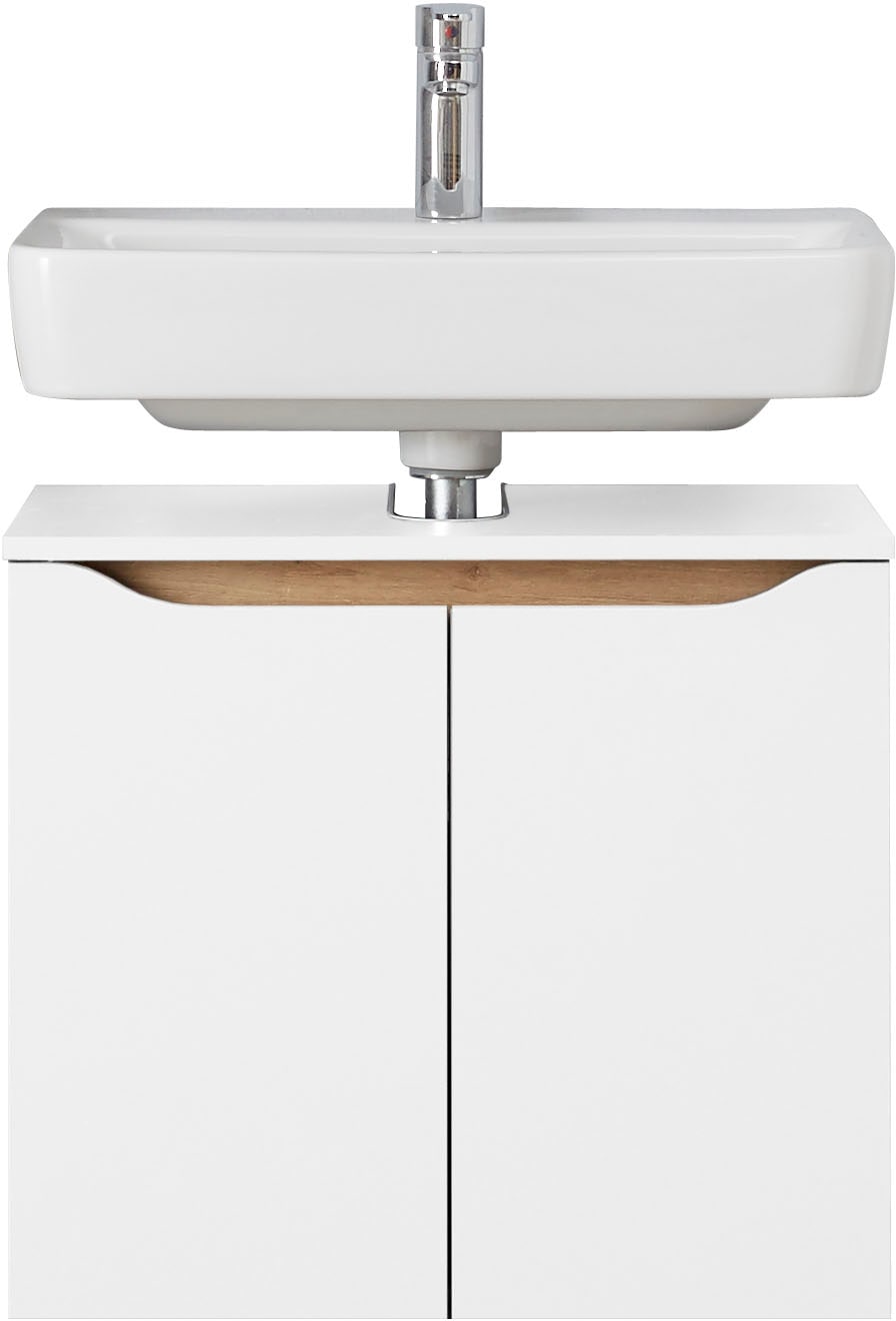 Image of Saphir Waschbeckenunterschrank "Quickset Unterbeckenschrank, 60 cm breit, 2 Türen" Waschbeckenschrank mit Siphonausschnitt, ohne Waschbecken, grifflos