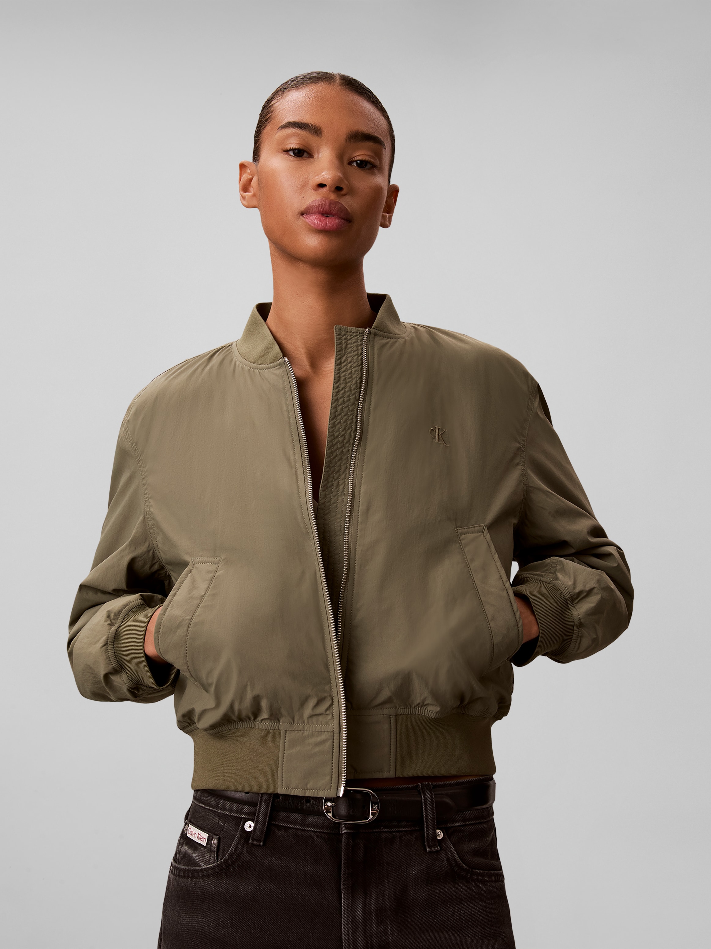 Image of Calvin Klein Bomberjacke ohne Kapuze Regular fit mit Stehkragen