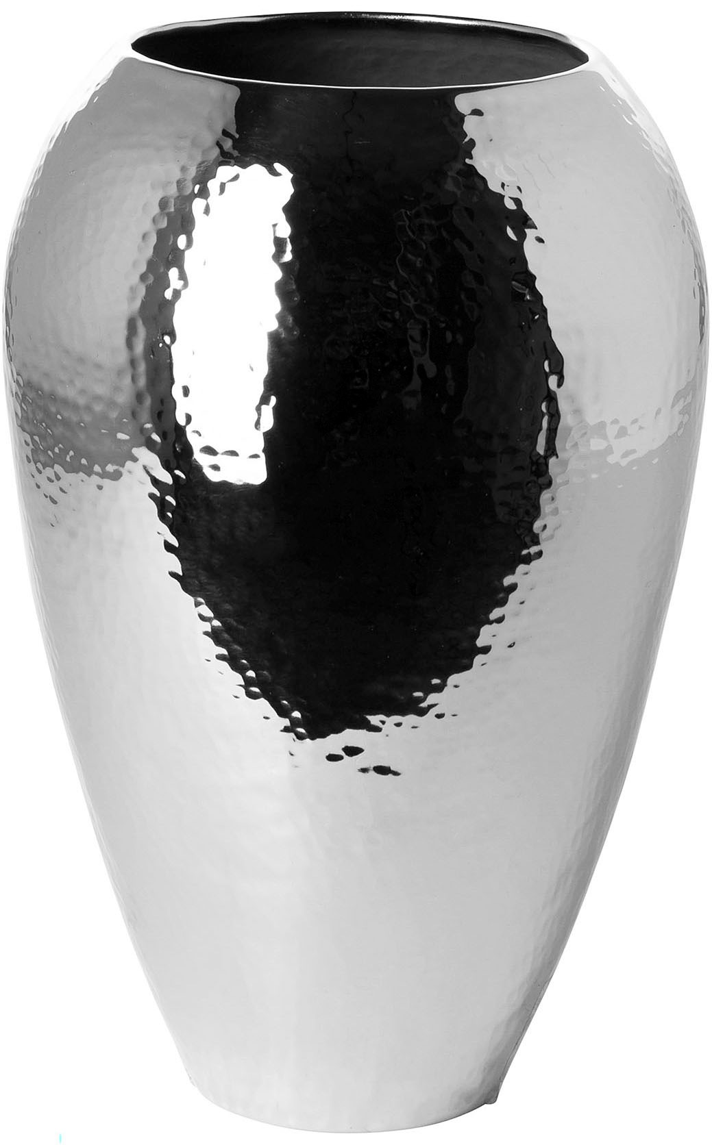 Image of Fink Dekovase "MALANA" gehämmert, Handarbeit, Unikatcharakter, vernickelt, wasserdicht
