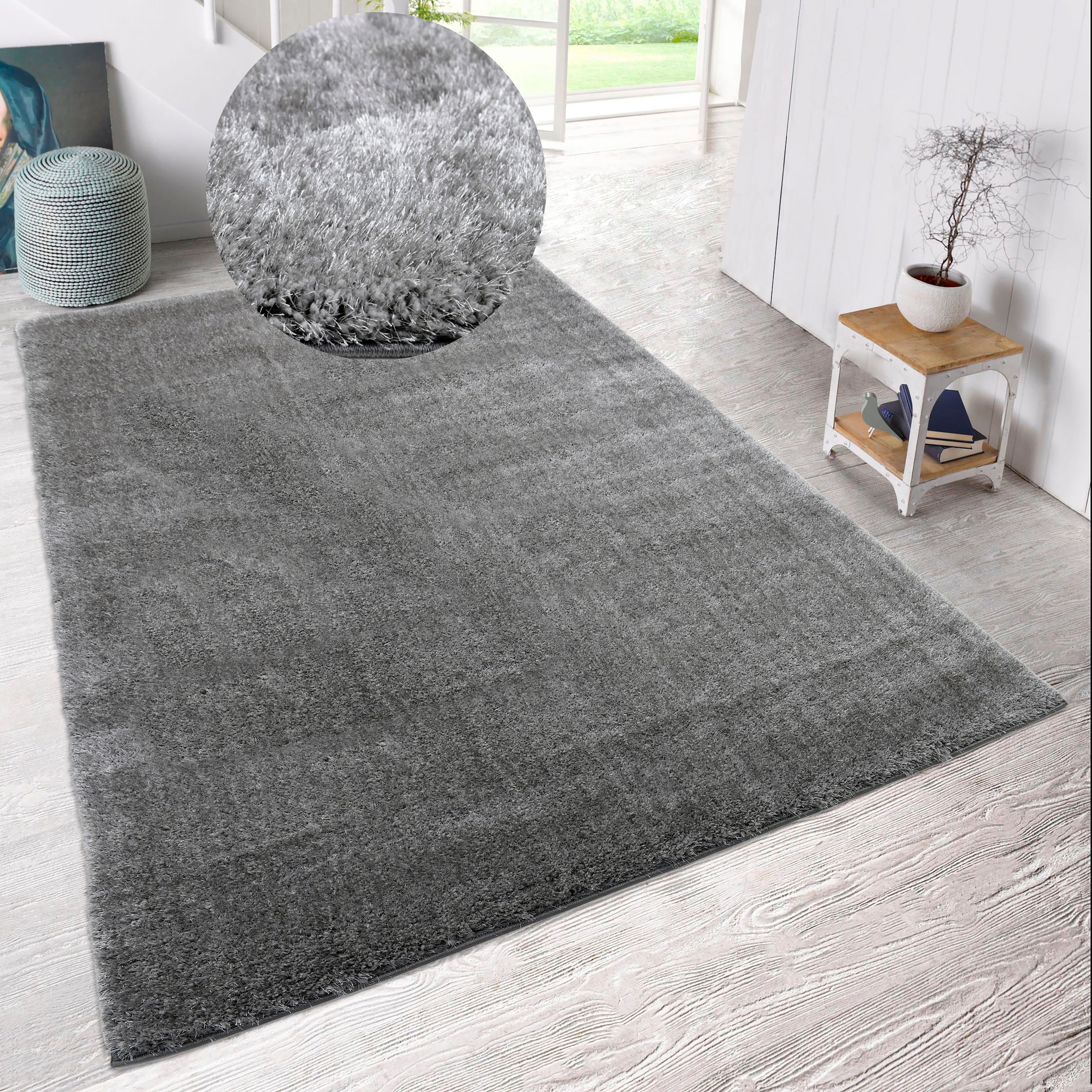 Image of my home Hochflor-Teppich "Malin" rechteckig 43 mm Höhe Shaggy in Uni-Farben, einfarbig, leicht glänzend, besonders weich